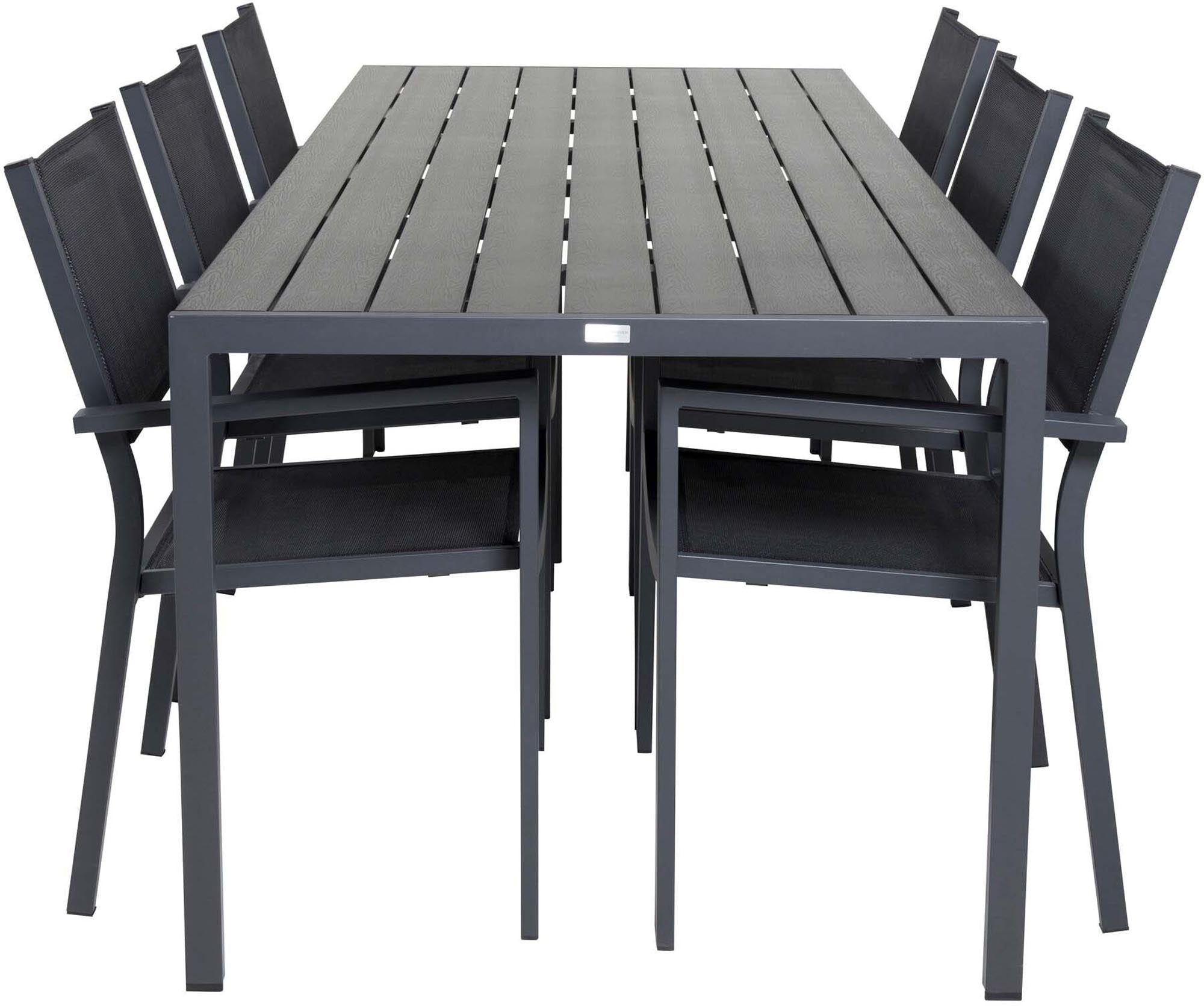 Break Outdoor-Tischset + Copacabana Arm 205cm/6St. in Schwarz präsentiert im Onlineshop von KAQTU Design AG. Gartentischset ist von Venture Home