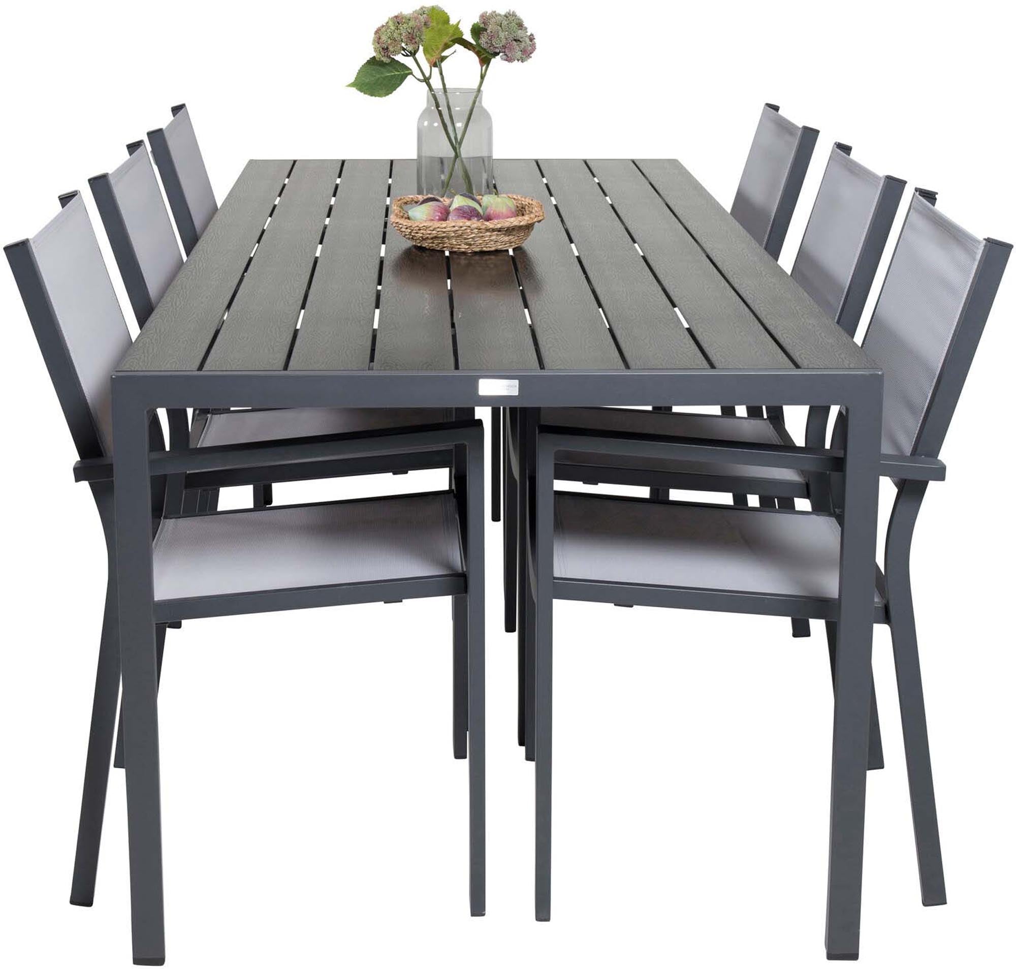 Break Outdoor-Tischset + Copacabana Arm 205cm/6St. in Schwarzgrau präsentiert im Onlineshop von KAQTU Design AG. Gartentischset ist von Venture Home