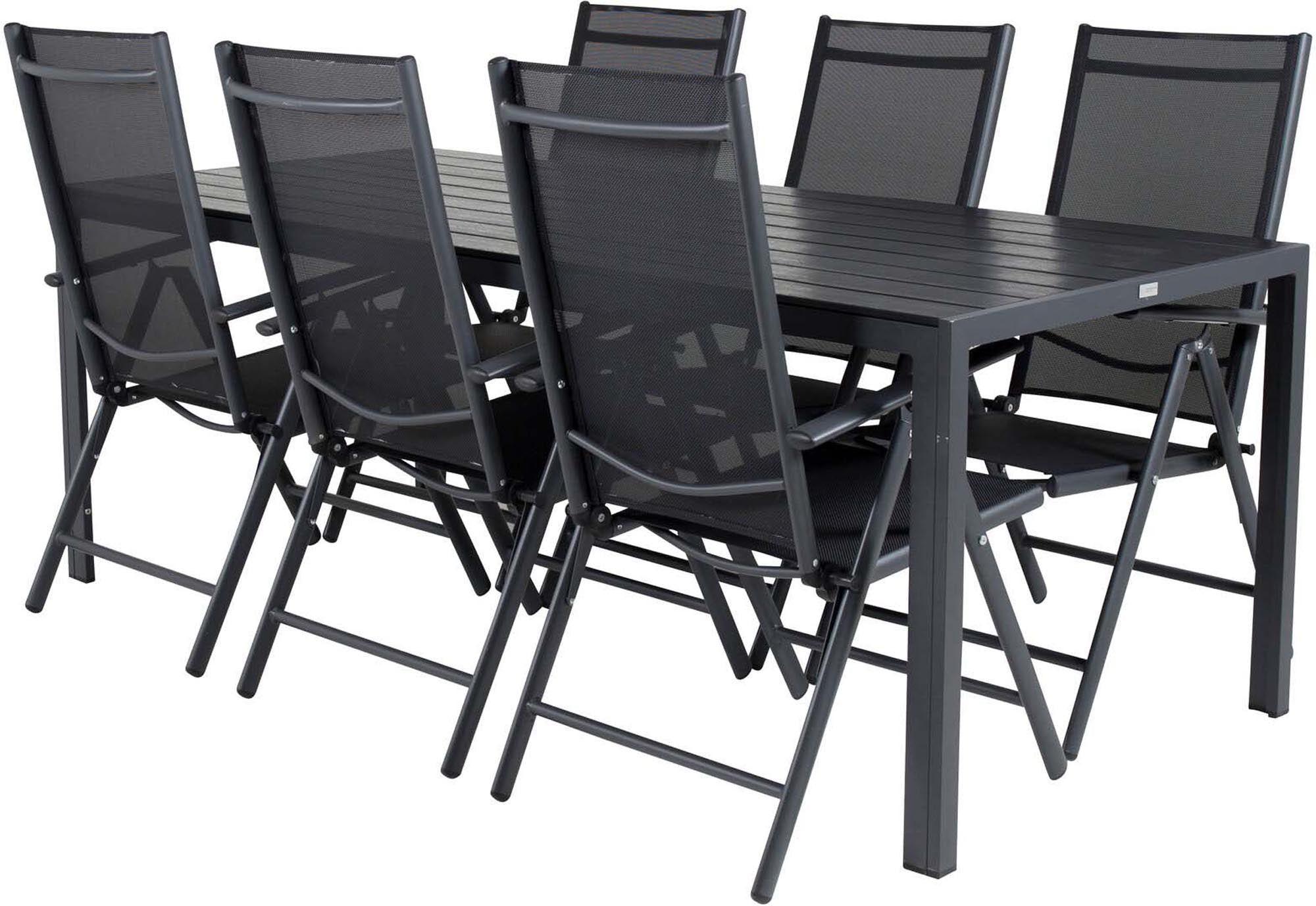 Break Outdoor-Tischset 205cm/6St. in Schwarz präsentiert im Onlineshop von KAQTU Design AG. Gartentischset ist von Venture Home