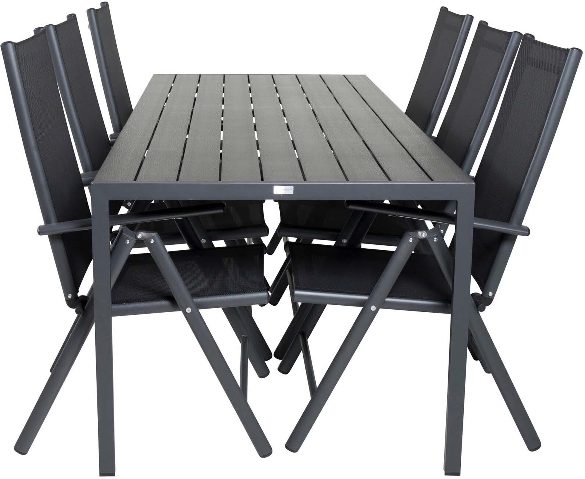 Entdecken Sie das Break Outdoor-Tischset 205cm/6St. von Venture Home – stilvoll, robust und perfekt für gesellige Momente im Garten!