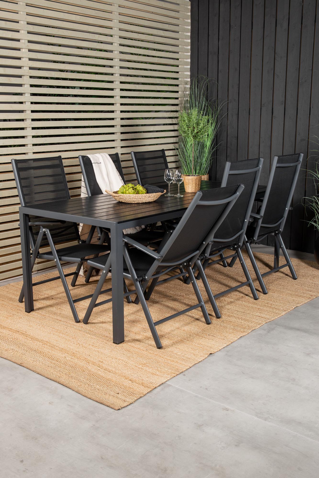 Break Outdoor-Tischset 205cm/6St. in Schwarz präsentiert im Onlineshop von KAQTU Design AG. Gartentischset ist von Venture Home