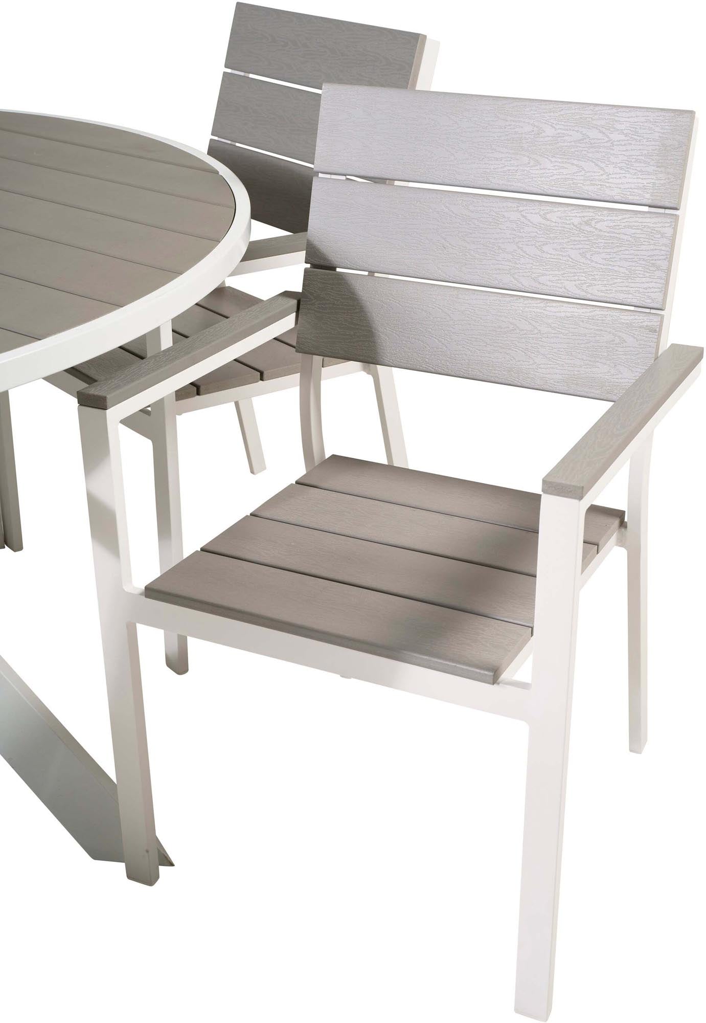 Parma Outdoor-Tischset + Levels ⌀140cm/6St. in Grau weiss präsentiert im Onlineshop von KAQTU Design AG. Gartentischset ist von Venture Home