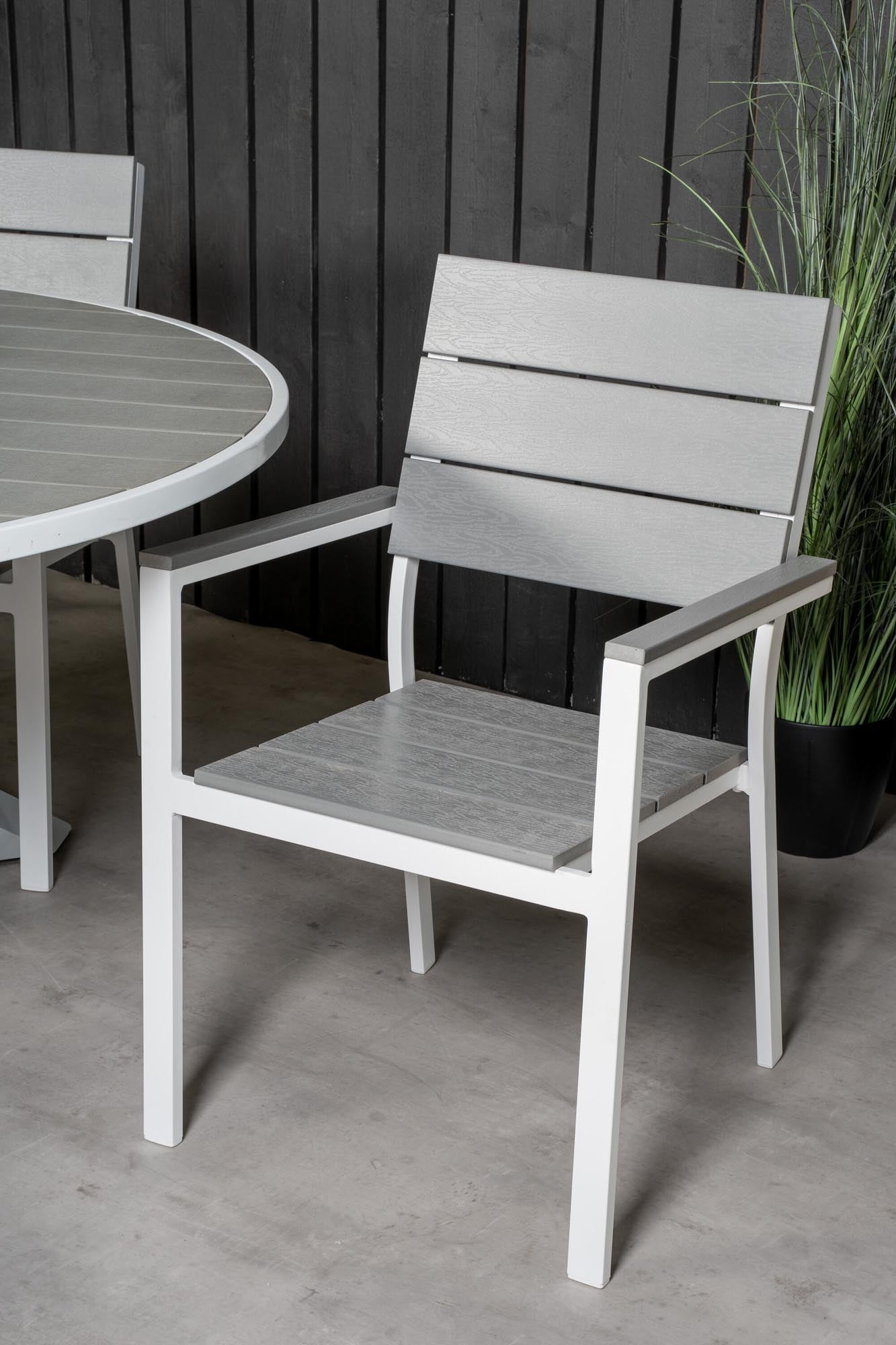 Parma Outdoor-Tischset + Levels ⌀140cm/6St. in Grau weiss präsentiert im Onlineshop von KAQTU Design AG. Gartentischset ist von Venture Home