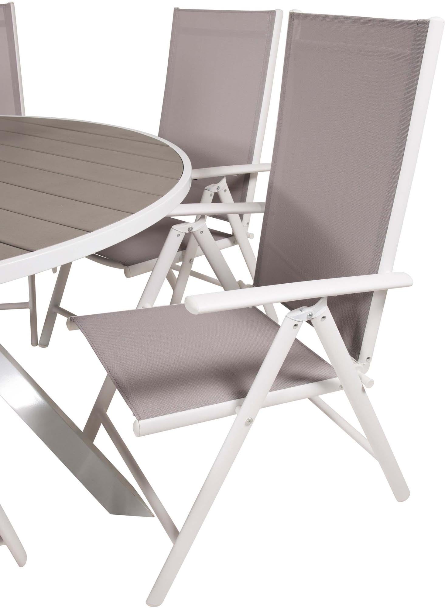 Parma Outdoor-Tischset + Break ⌀140cm/6St. in Grau weiss präsentiert im Onlineshop von KAQTU Design AG. Gartentischset ist von Venture Home