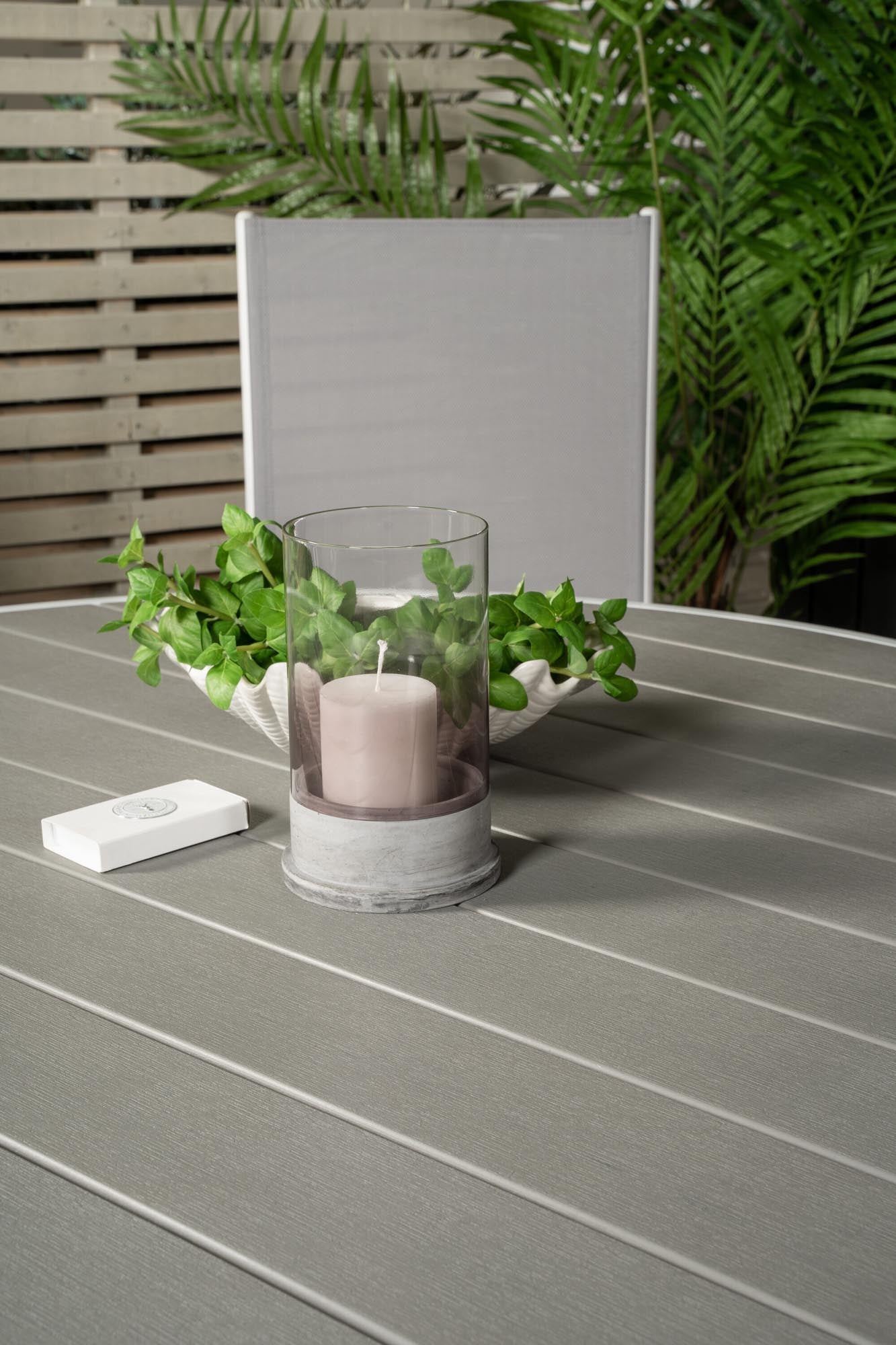 Parma Outdoor-Tischset + Break ⌀140cm/6St. in Grau weiss präsentiert im Onlineshop von KAQTU Design AG. Gartentischset ist von Venture Home