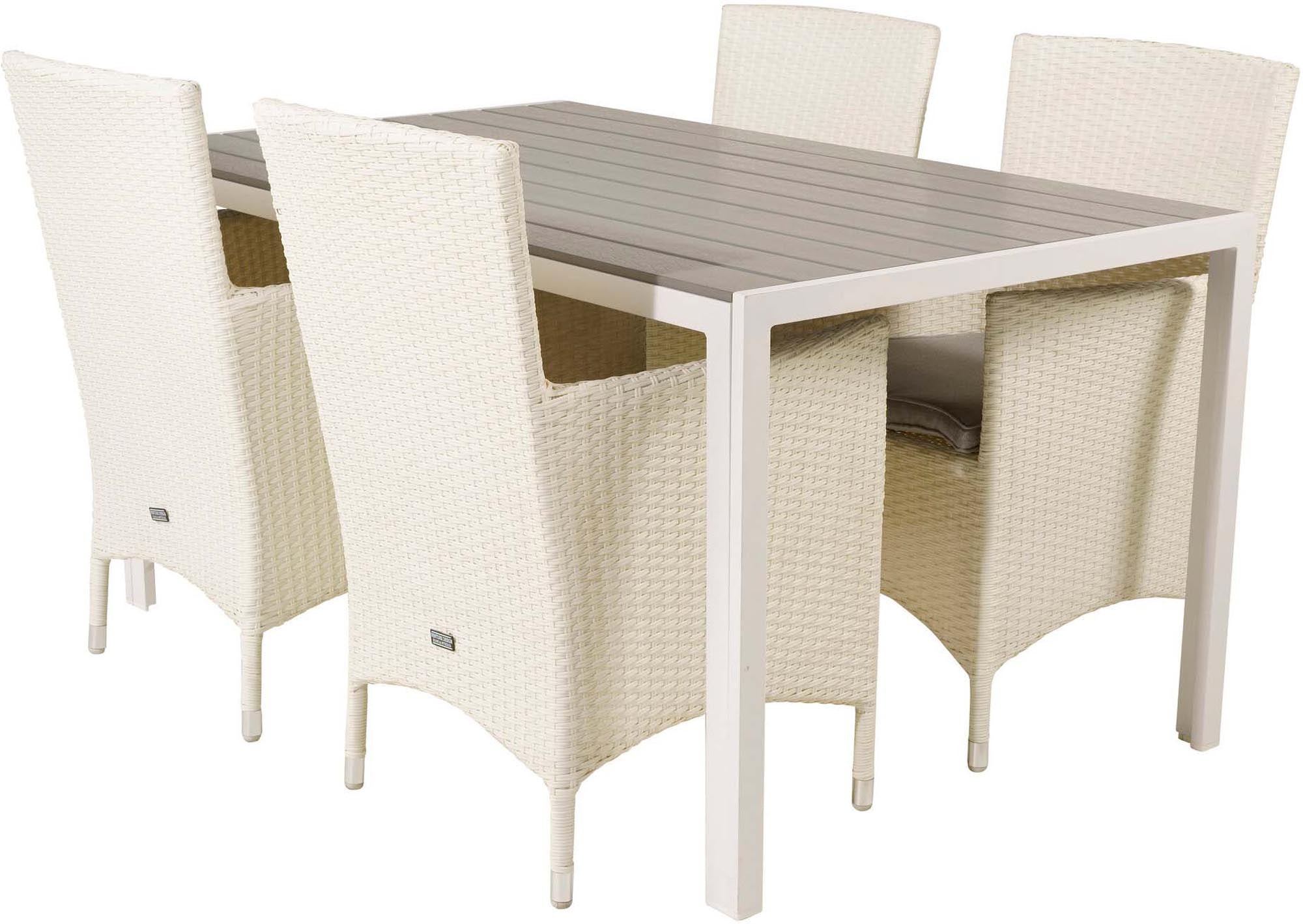 Break Outdoor-Tischset + Malin 150cm/4St. in Grau weiss präsentiert im Onlineshop von KAQTU Design AG. Gartentischset ist von Venture Home