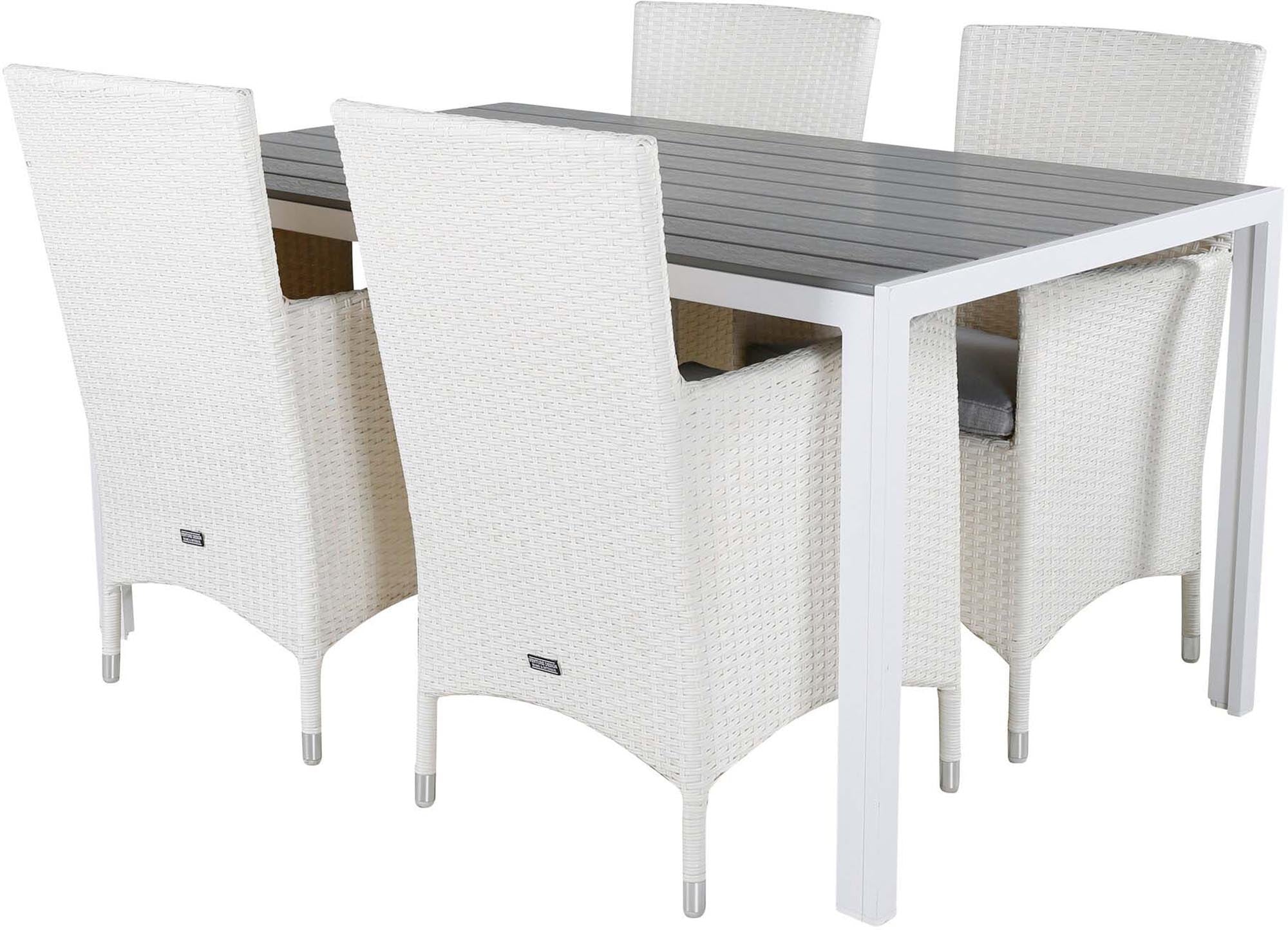 Break Outdoor-Tischset + Malin 150cm/4St. in Grau weiss präsentiert im Onlineshop von KAQTU Design AG. Gartentischset ist von Venture Home