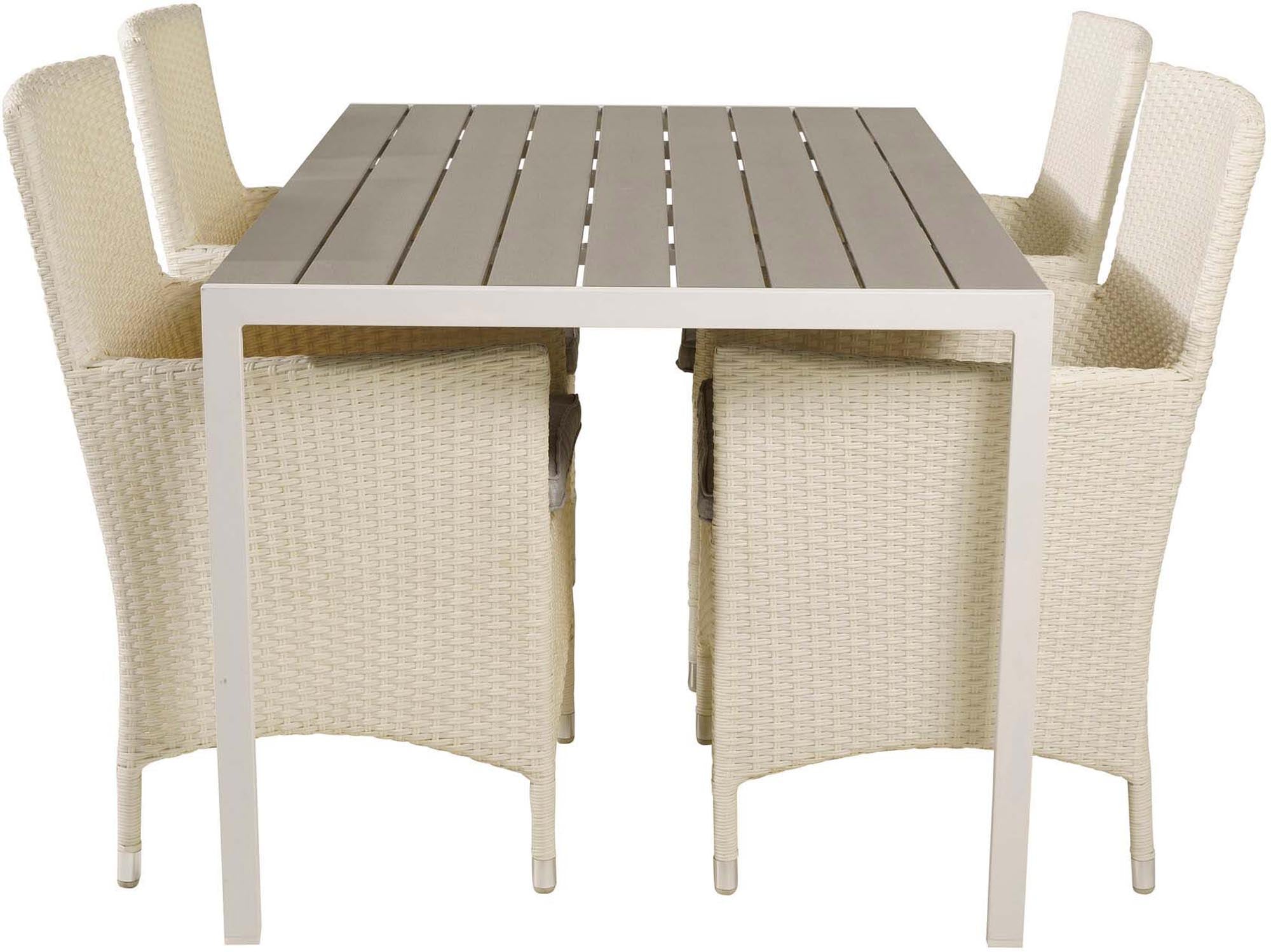 Break Outdoor-Tischset + Malin 150cm/4St. in Grau weiss präsentiert im Onlineshop von KAQTU Design AG. Gartentischset ist von Venture Home