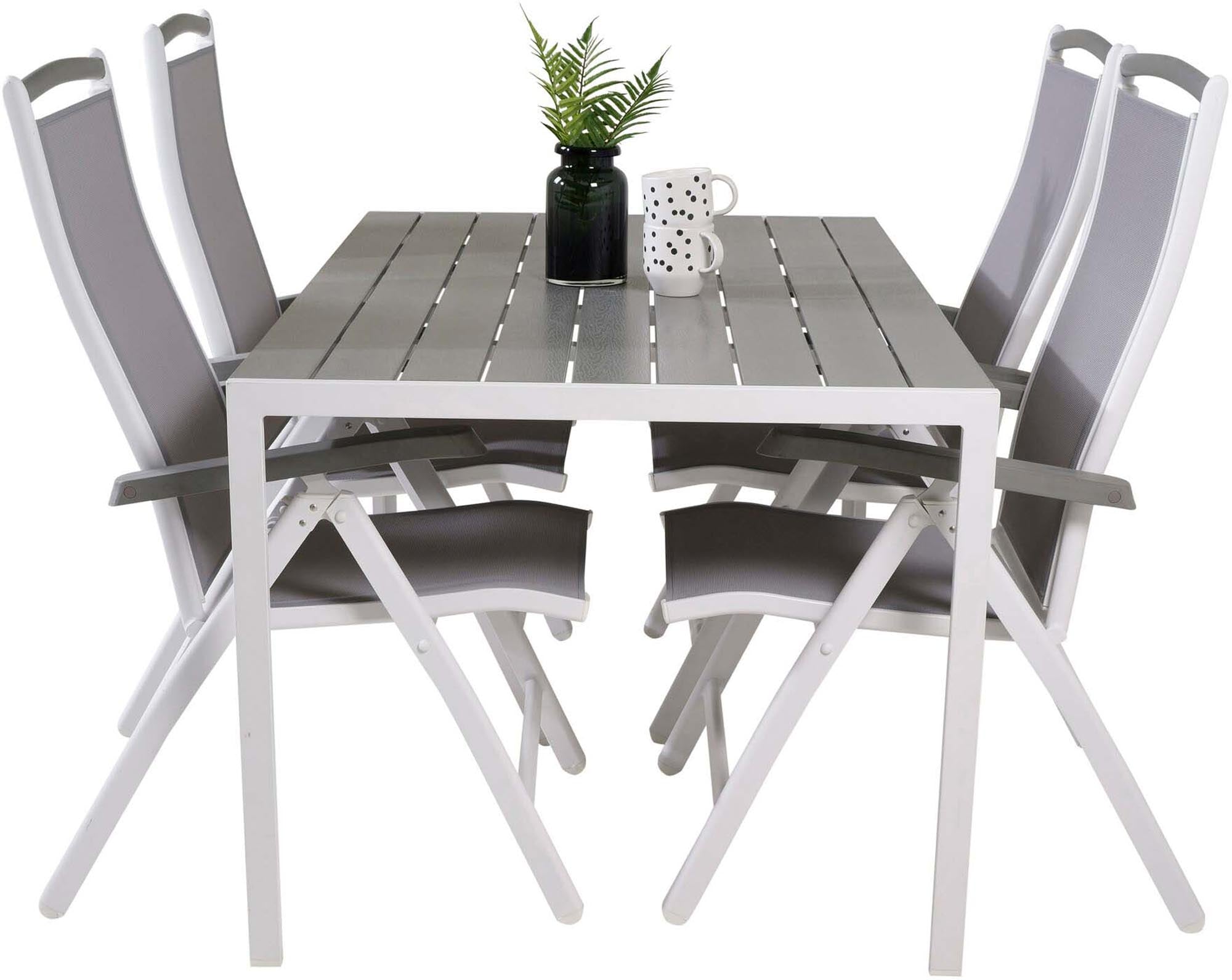 Break Outdoor-Tischset + Albany 150cm/4St. in Grau weiss präsentiert im Onlineshop von KAQTU Design AG. Gartentischset ist von Venture Home