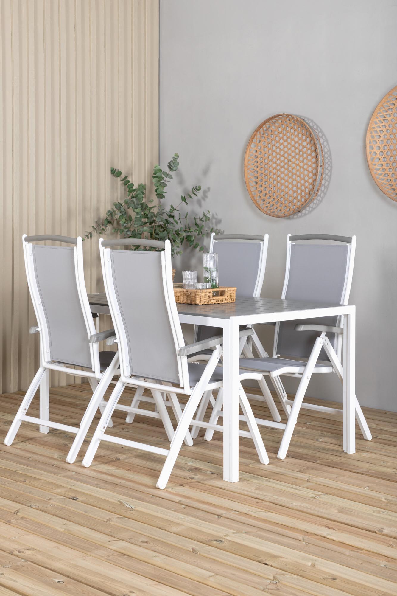 Break Outdoor-Tischset + Albany 150cm/4St. in Grau weiss präsentiert im Onlineshop von KAQTU Design AG. Gartentischset ist von Venture Home