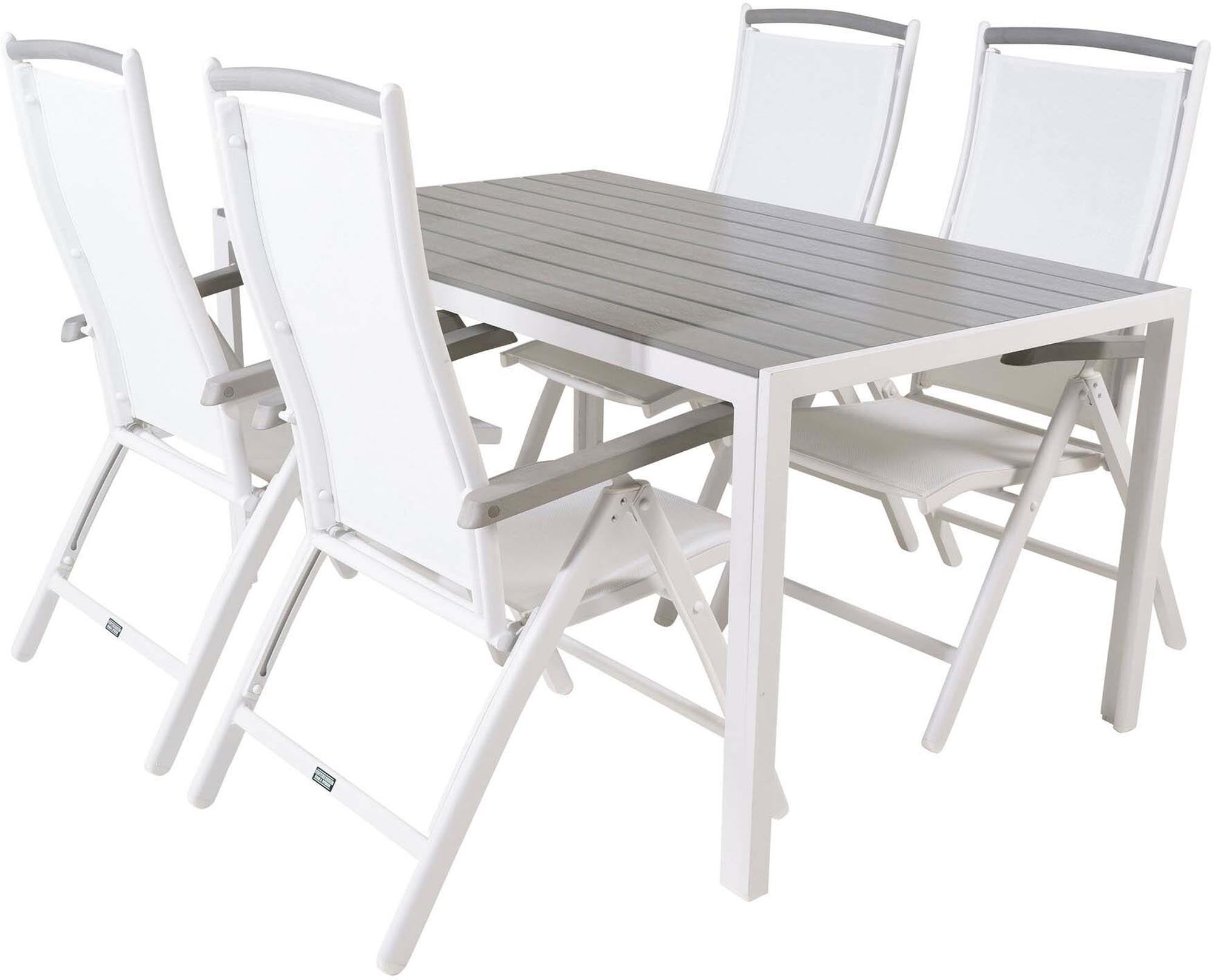 Break Outdoor-Tischset + Albany 150cm/4St. in Weiss präsentiert im Onlineshop von KAQTU Design AG. Gartentischset ist von Venture Home