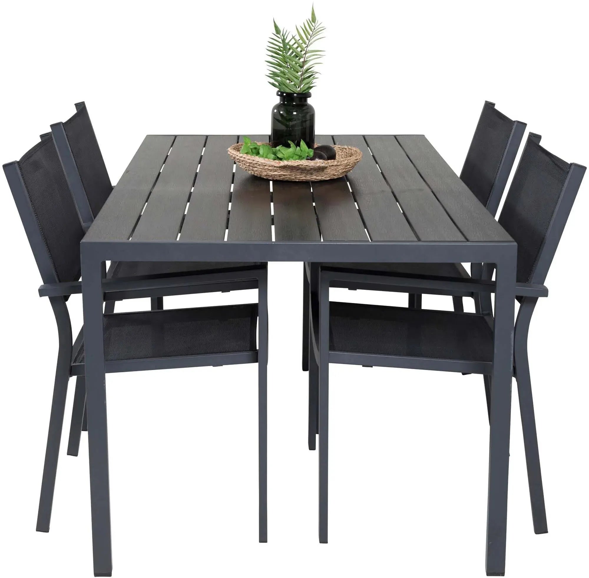 Elegantes Venture Home Set: Break Tisch 150cm & 4 Copacabana Stühle.