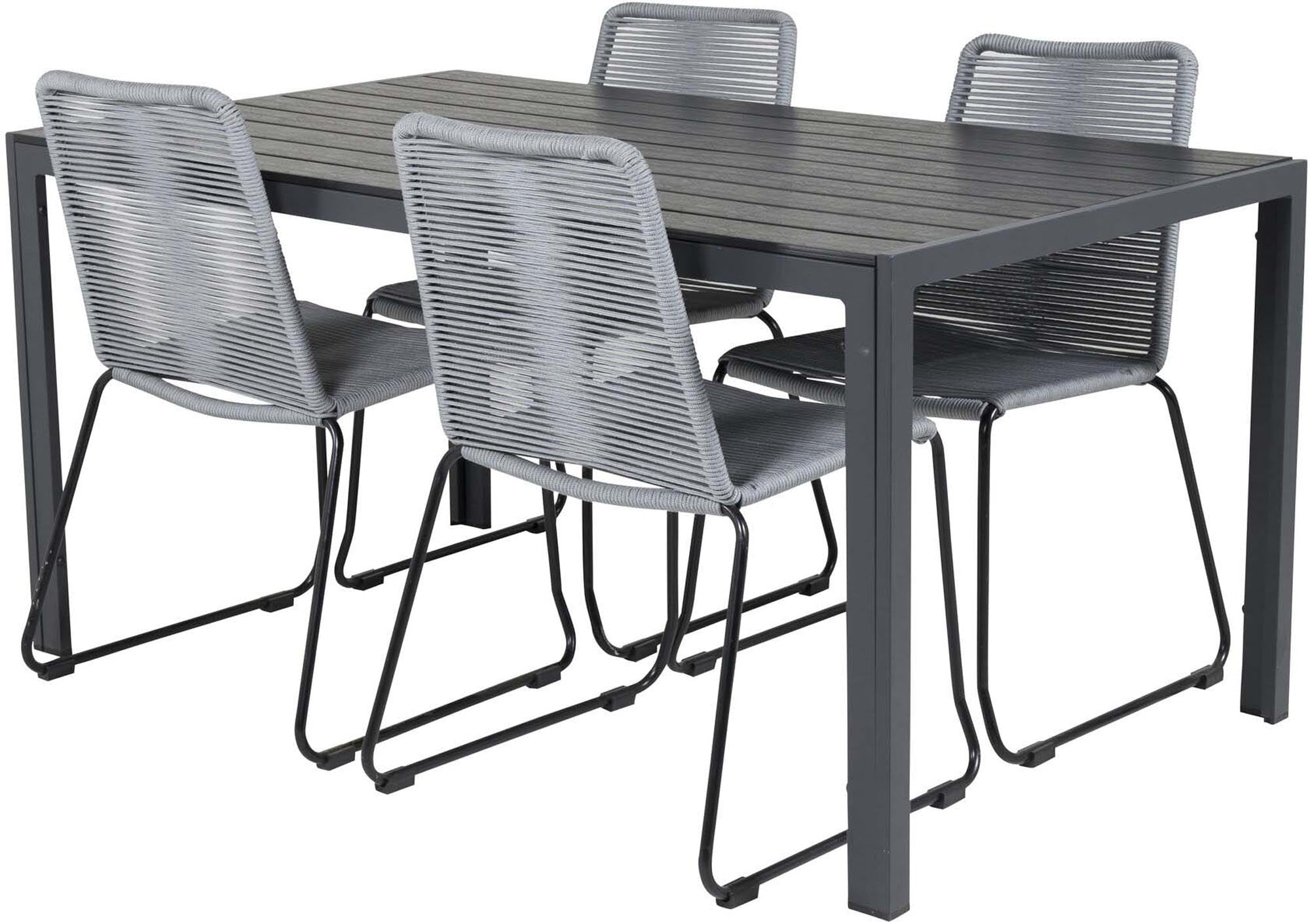 Break Outdoor-Tischset + Lindos 150cm/4St. in Schwarzgrau präsentiert im Onlineshop von KAQTU Design AG. Gartentischset ist von Venture Home