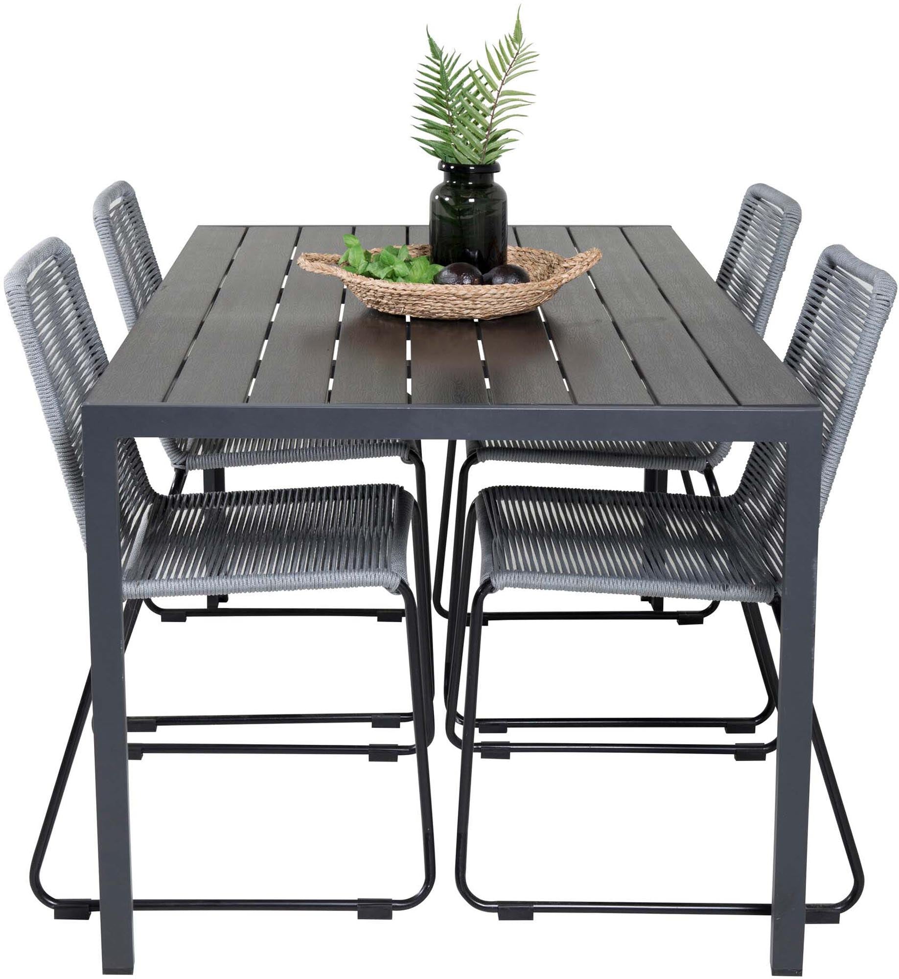 Break Outdoor-Tischset + Lindos 150cm/4St. in Schwarzgrau präsentiert im Onlineshop von KAQTU Design AG. Gartentischset ist von Venture Home