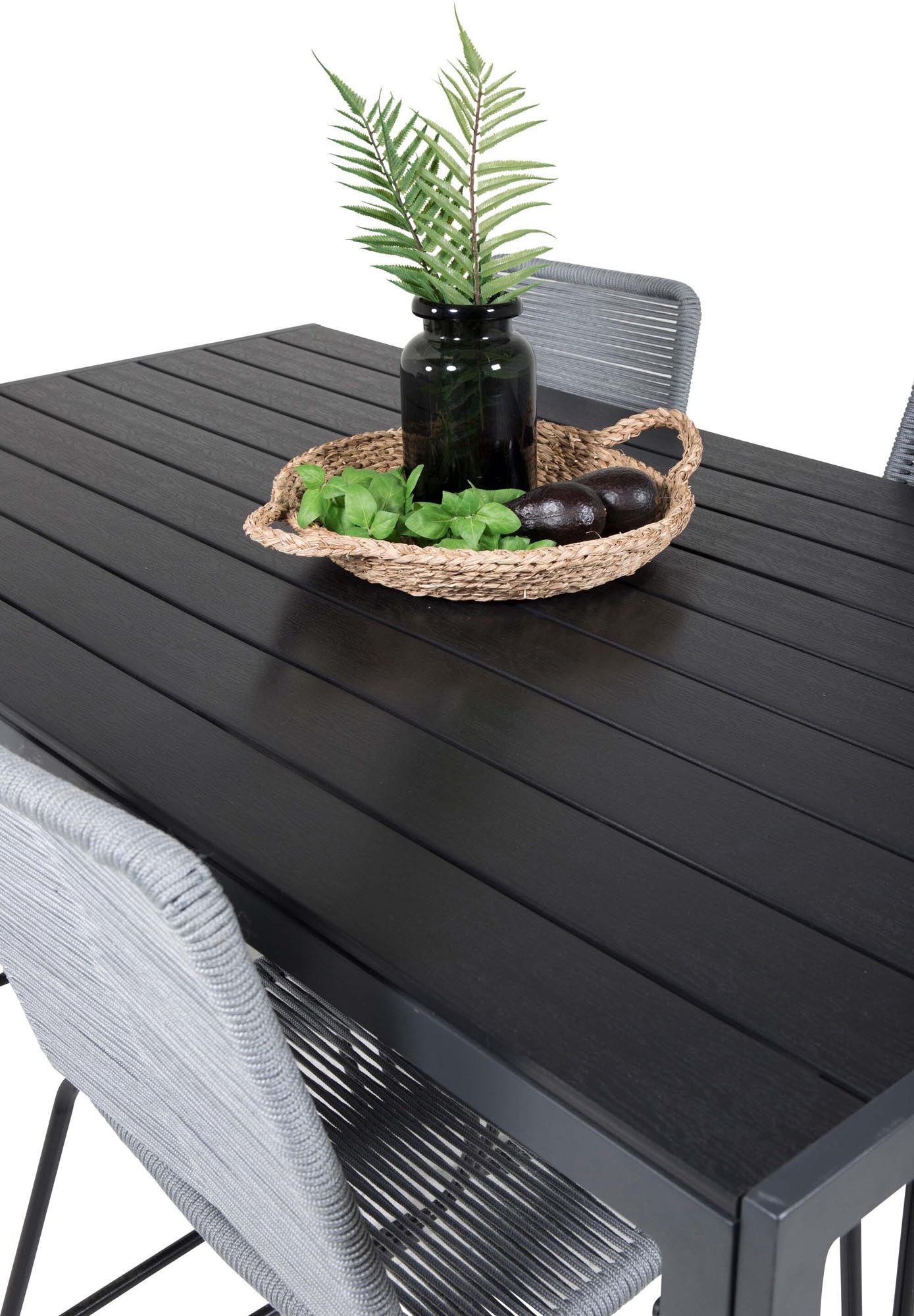 Break Outdoor-Tischset + Lindos 150cm/4St. in Schwarzgrau präsentiert im Onlineshop von KAQTU Design AG. Gartentischset ist von Venture Home