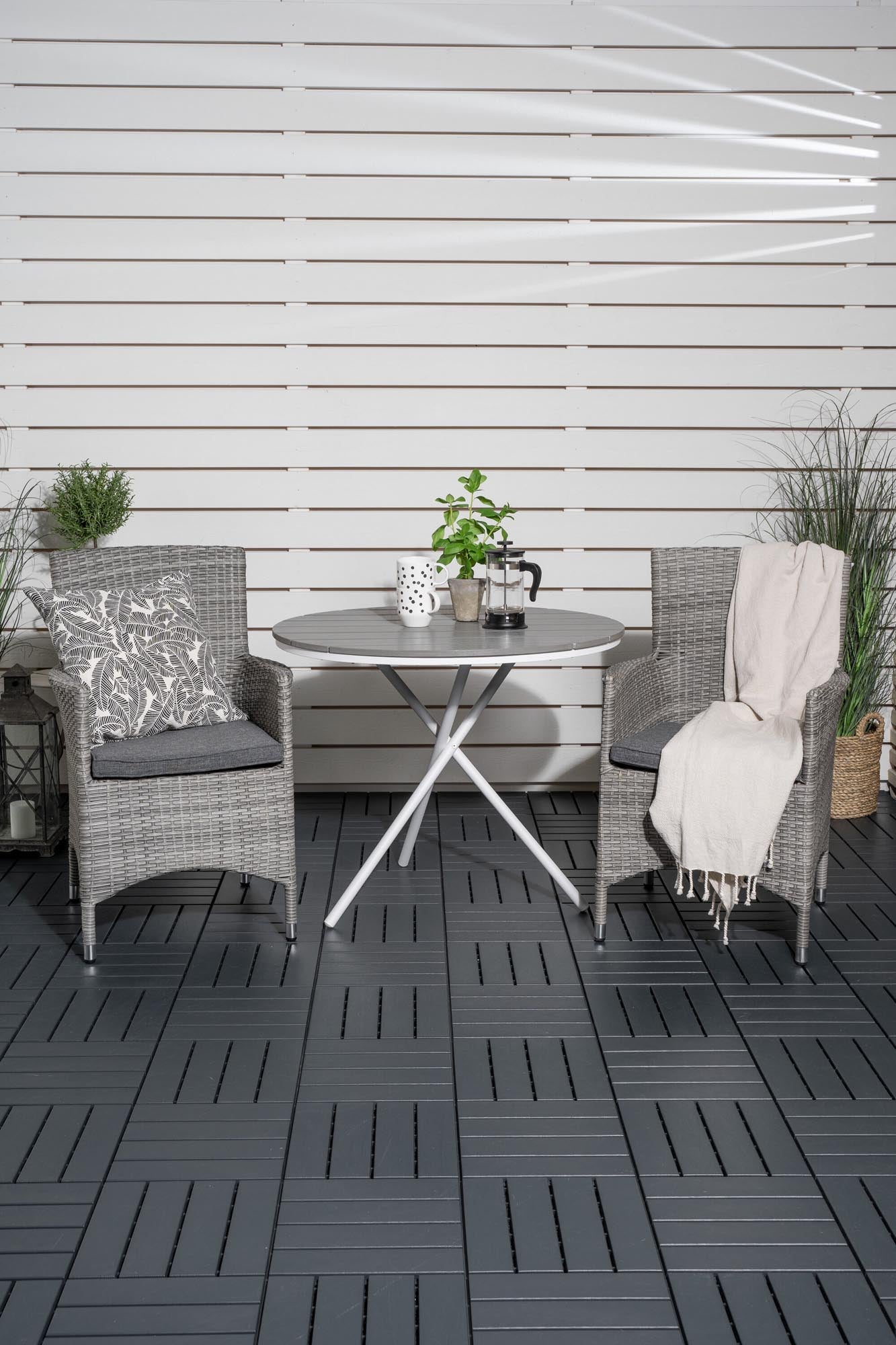 Parma Outdoor-Tischset + Malin ⌀90cm/2St. in Grau präsentiert im Onlineshop von KAQTU Design AG. Gartentischset ist von Venture Home