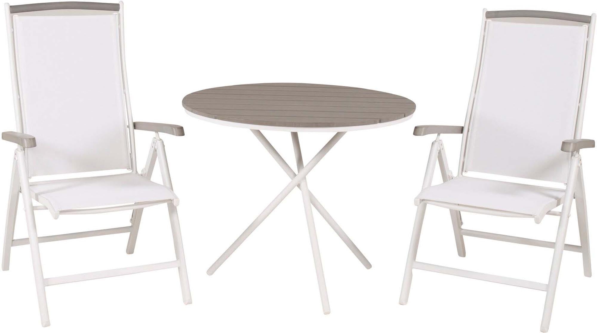 Parma Outdoor-Tischset + Albany ⌀90cm/2St. in Weiss präsentiert im Onlineshop von KAQTU Design AG. Gartentischset ist von Venture Home