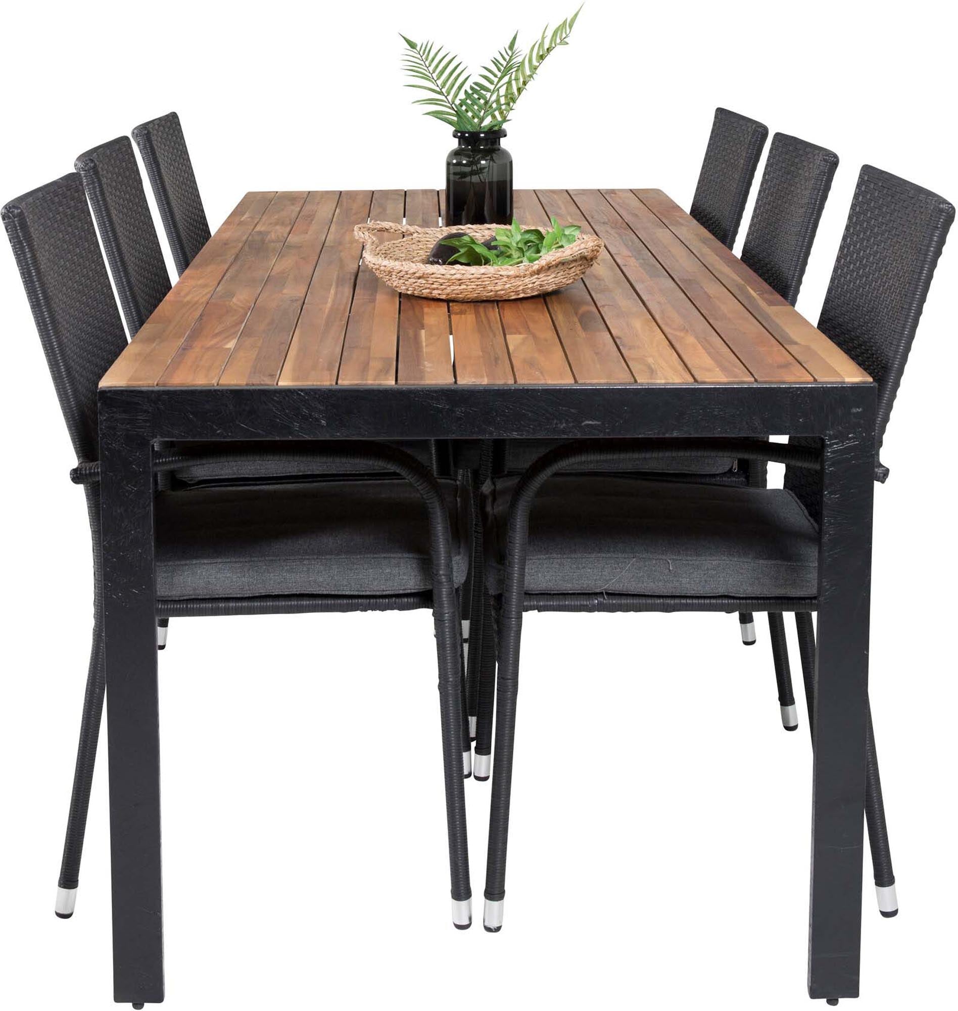Bois Outdoor-Tischset + Anna 205cm/6St. in Schwarz präsentiert im Onlineshop von KAQTU Design AG. Gartentischset ist von Venture Home