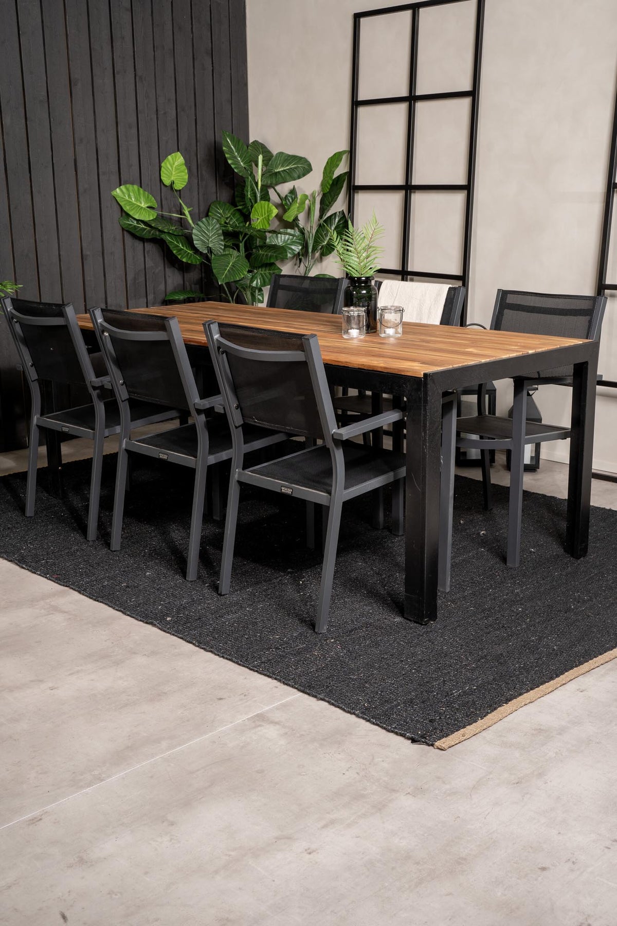 Bois Outdoor-Tischset + Copacabana 205cm/6St. in Schwarz präsentiert im Onlineshop von KAQTU Design AG. Gartentischset ist von Venture Home