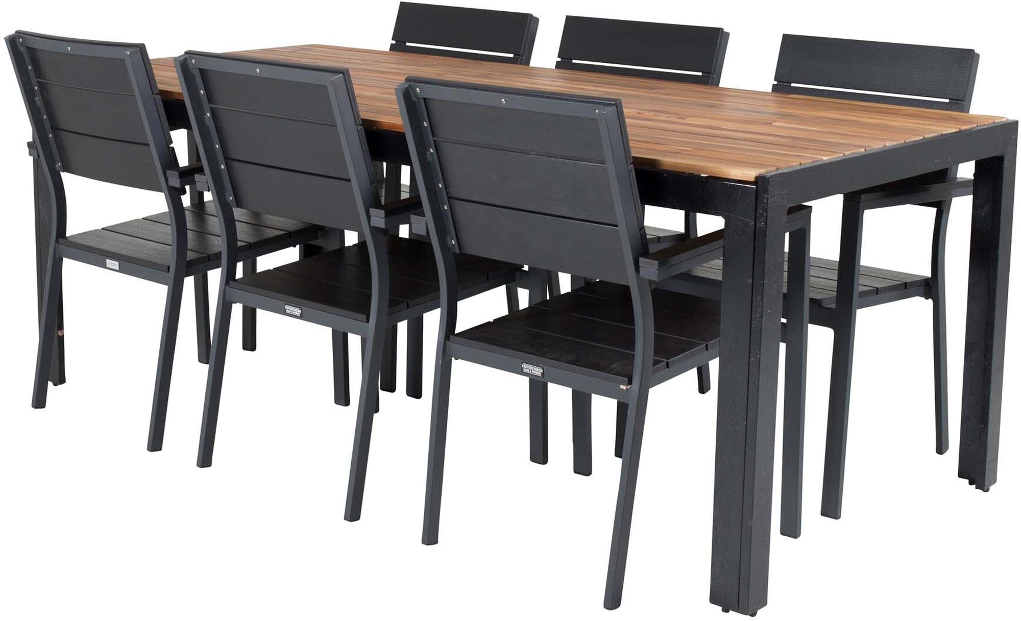 Bois Outdoor-Tischset + Levels 205cm/6St. in Schwarz präsentiert im Onlineshop von KAQTU Design AG. Gartentischset ist von Venture Home