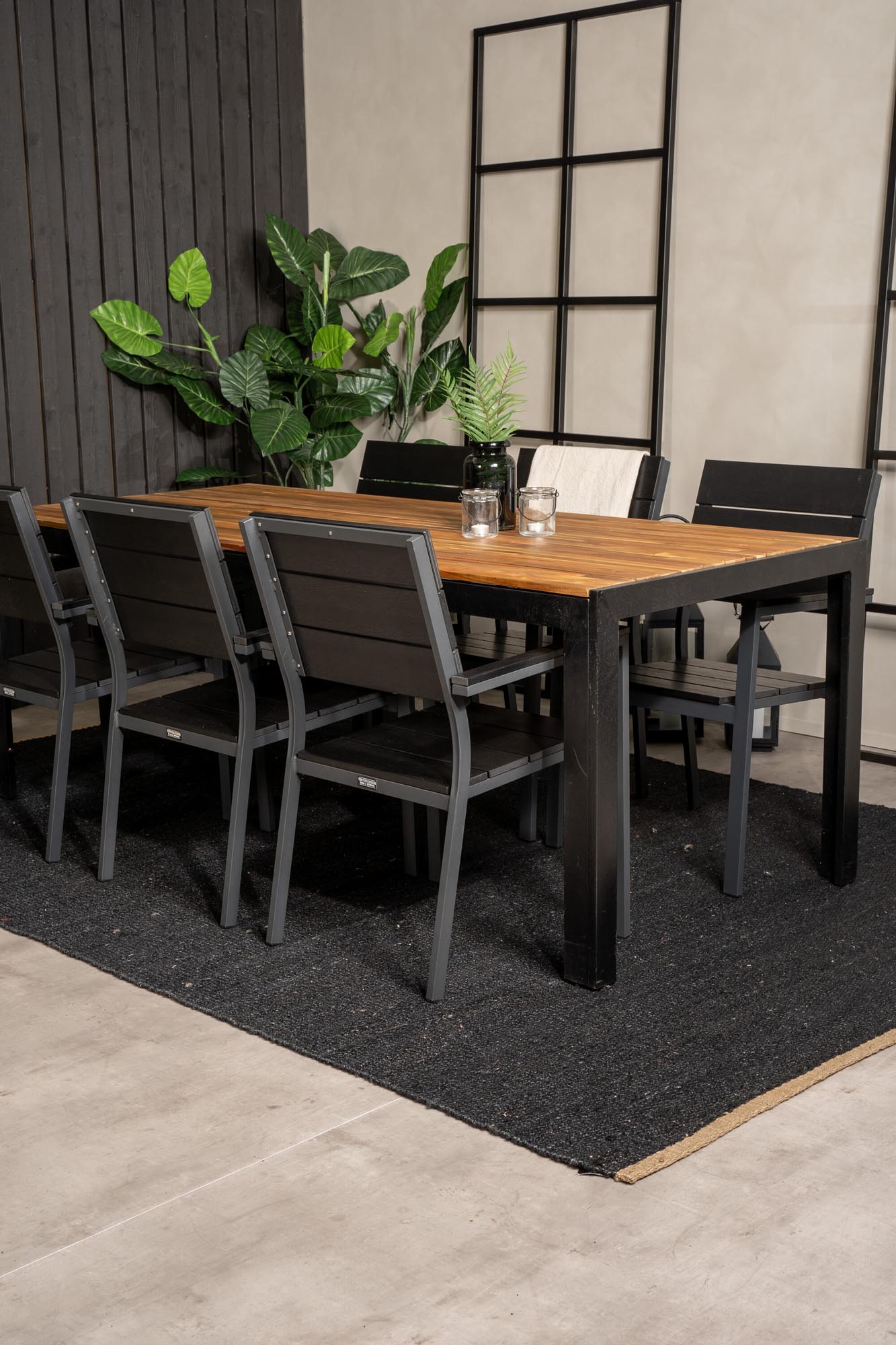 Bois Outdoor-Tischset + Levels 205cm/6St. in Schwarz präsentiert im Onlineshop von KAQTU Design AG. Gartentischset ist von Venture Home