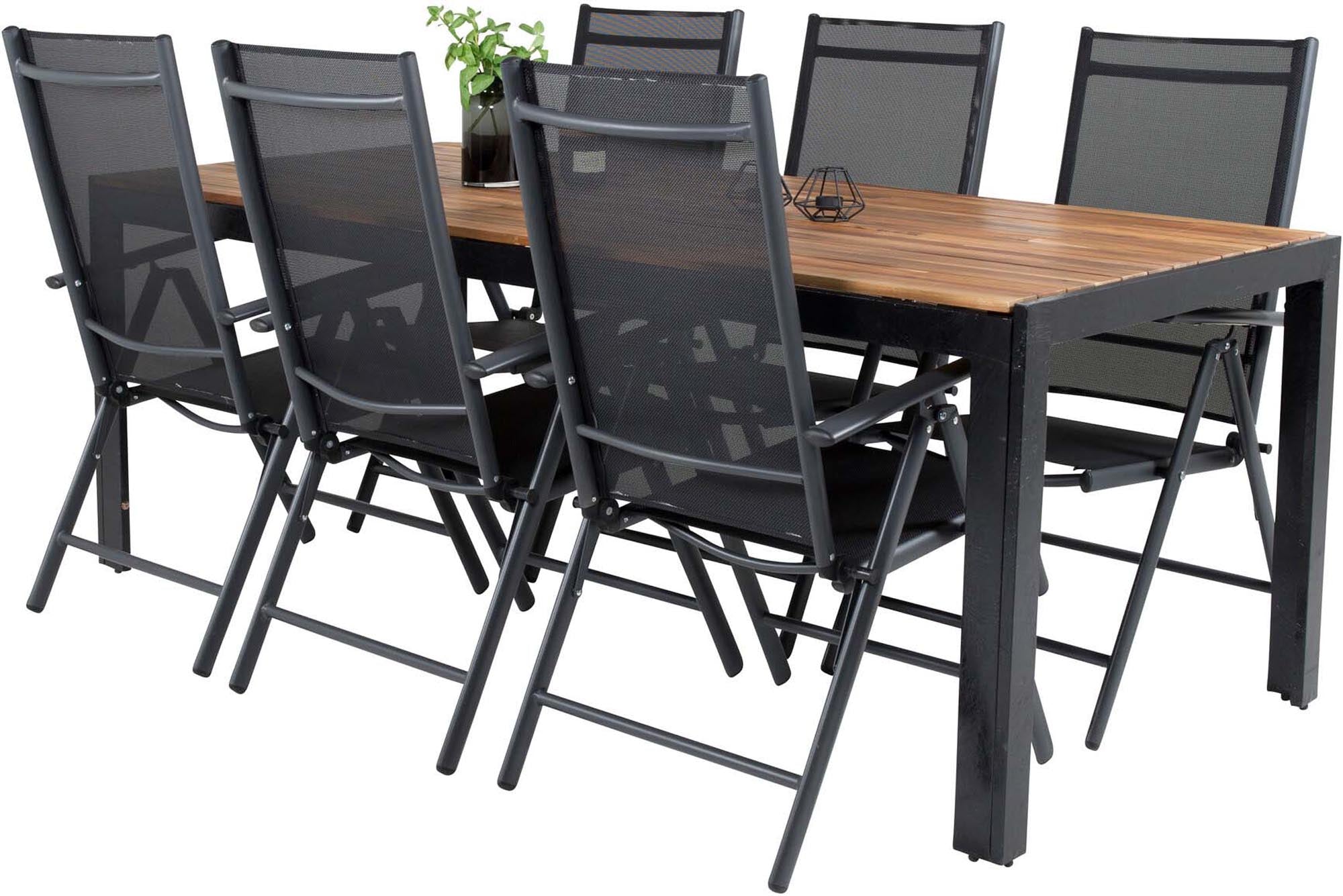 Bois Outdoor-Tischset + Break 205cm/6St. in Schwarz präsentiert im Onlineshop von KAQTU Design AG. Gartentischset ist von Venture Home