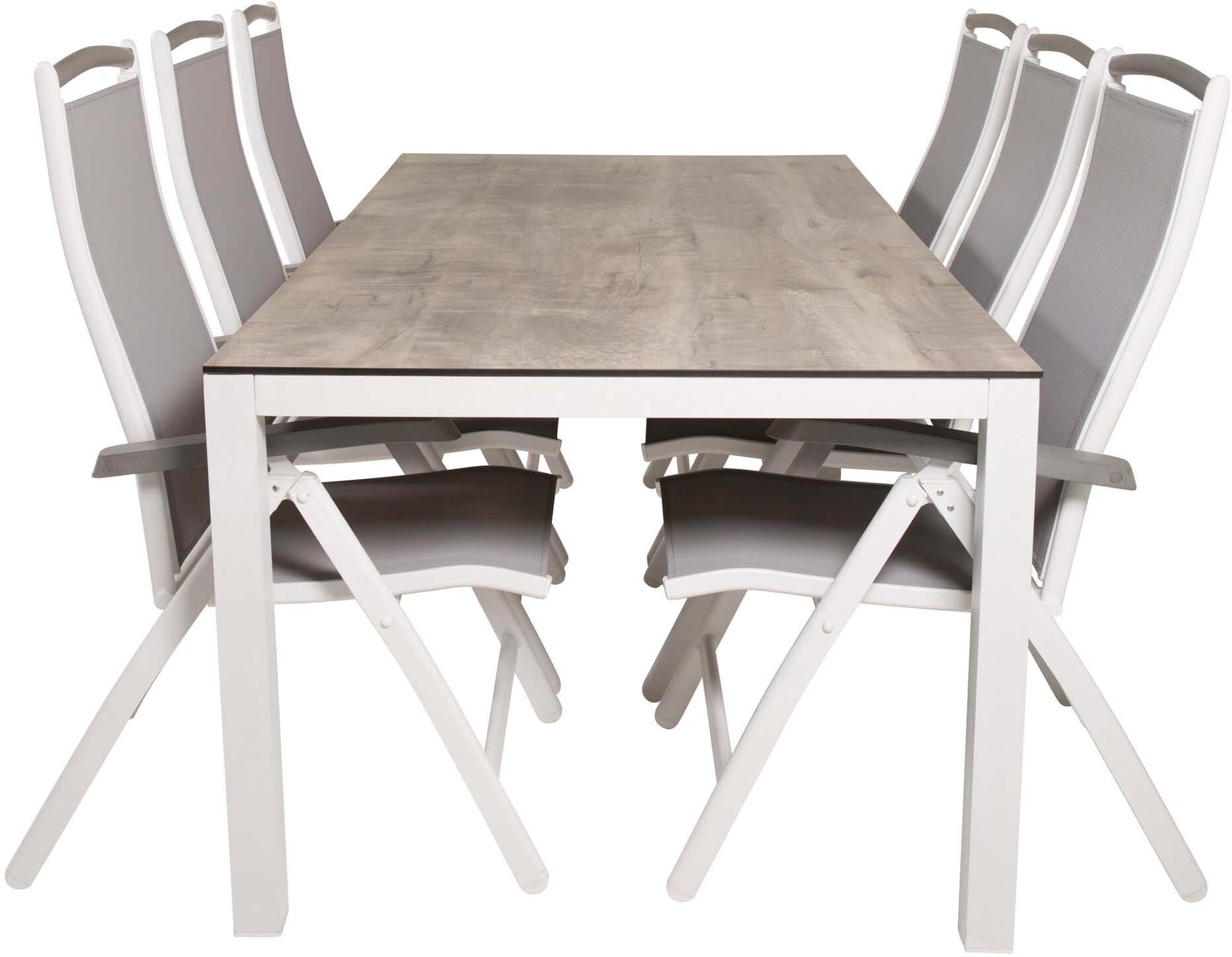 Entdecken Sie das Llama Outdoor-Tischset + Albany 205cm/6St. von Venture Home – ideal für gesellige Abende im Freien, robust und witterungsbeständig.
