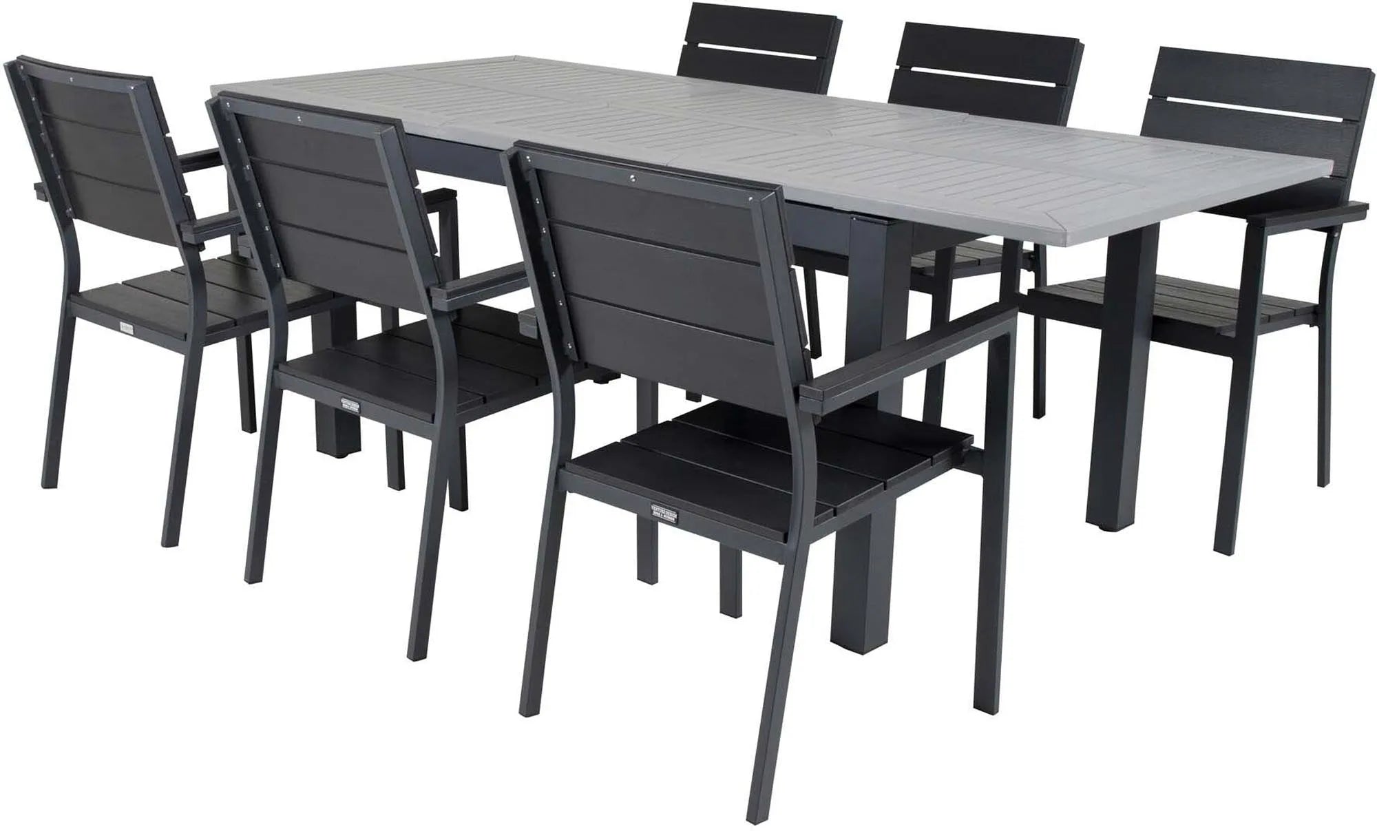 Albany Set: Flexibler Outdoor-Tisch mit 6 Stühlen von Venture Home.