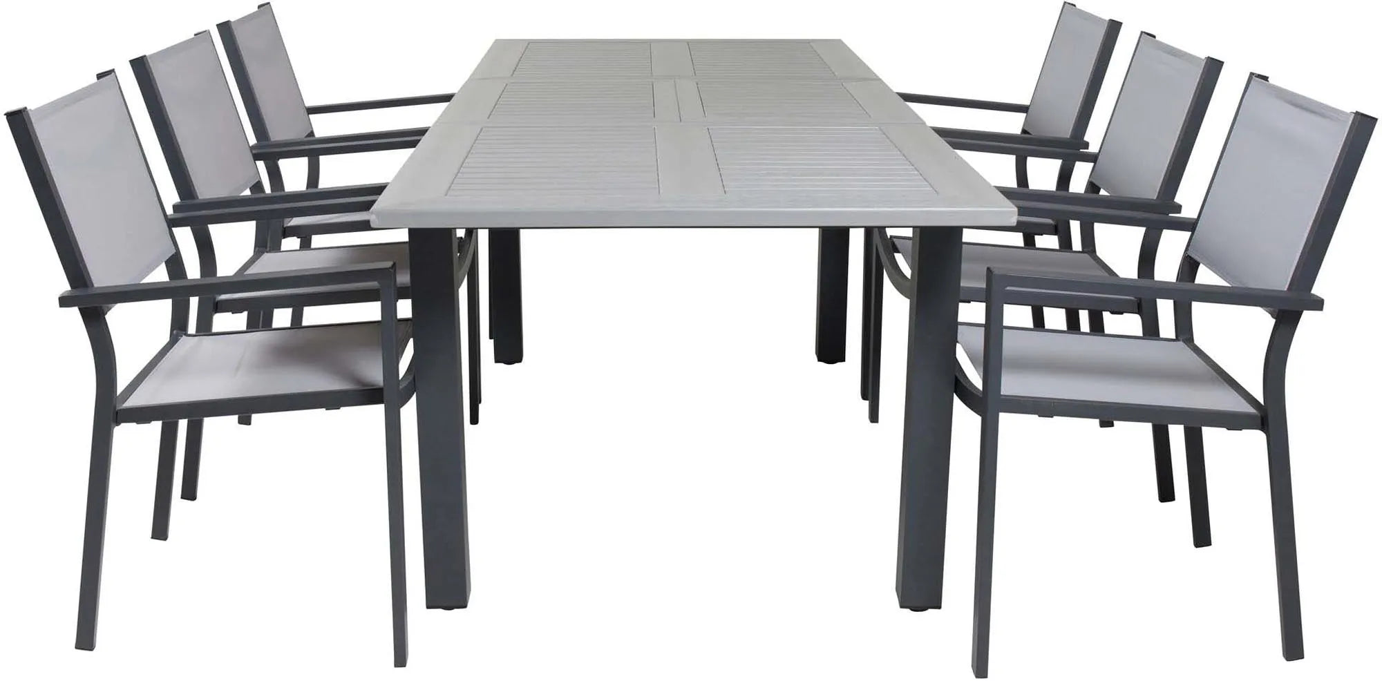 Elegantes Albany Set: Ausziehbarer Tisch & 6 Stühle für draußen.