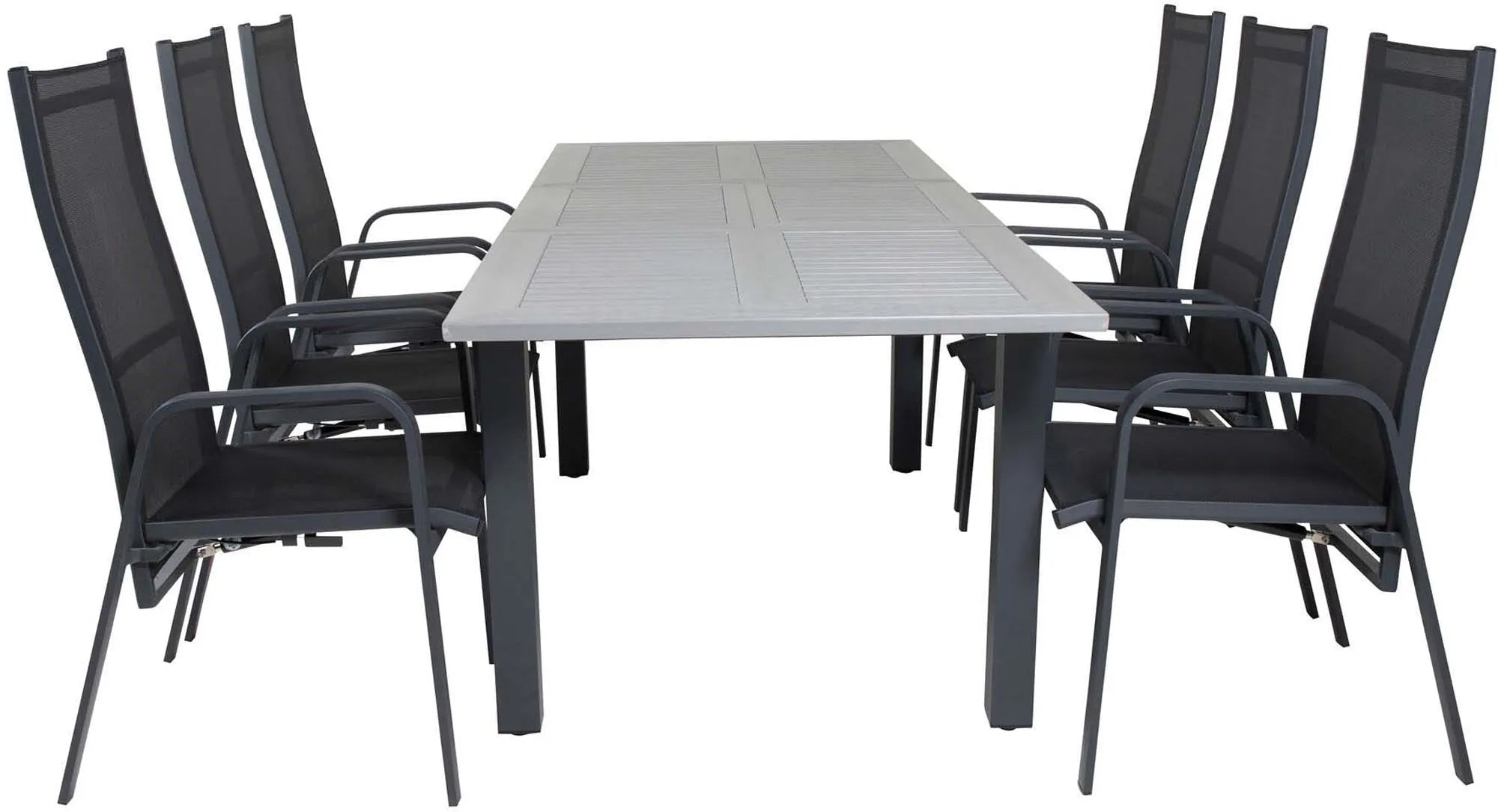 Elegantes Albany Set: Ausziehbarer Tisch & 6 Stühle für draußen.