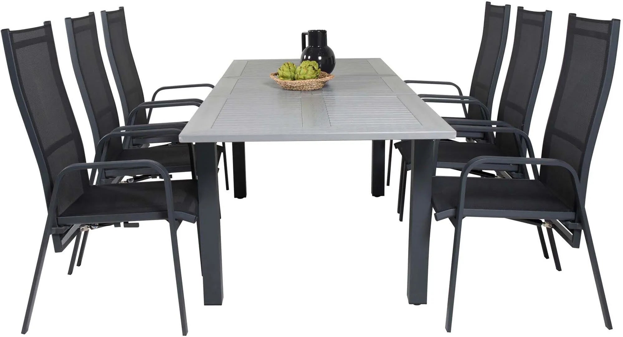 Elegantes Albany Set: Ausziehbarer Tisch & 6 Stühle für draußen.