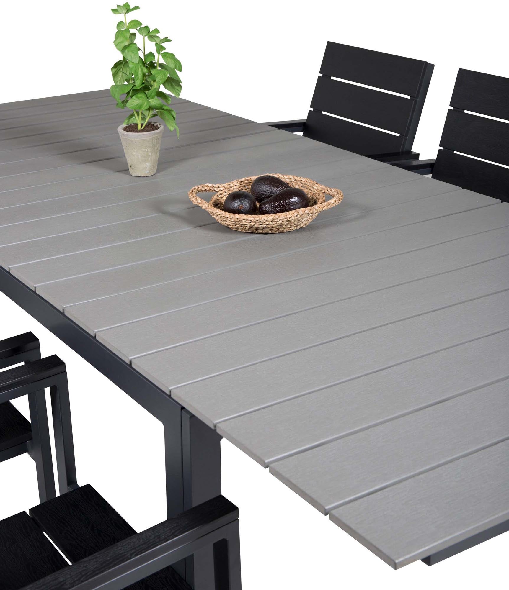 Levels Outdoor-Tischset ausziehbar 160cm/6St. in Schwarz präsentiert im Onlineshop von KAQTU Design AG. Gartentischset ist von Venture Home
