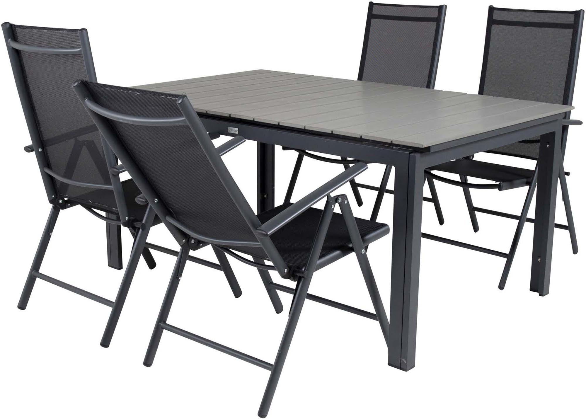 Levels Outdoor-Tischset ausziehbar + Break 160cm/4St. in Schwarz präsentiert im Onlineshop von KAQTU Design AG. Gartentischset ist von Venture Home
