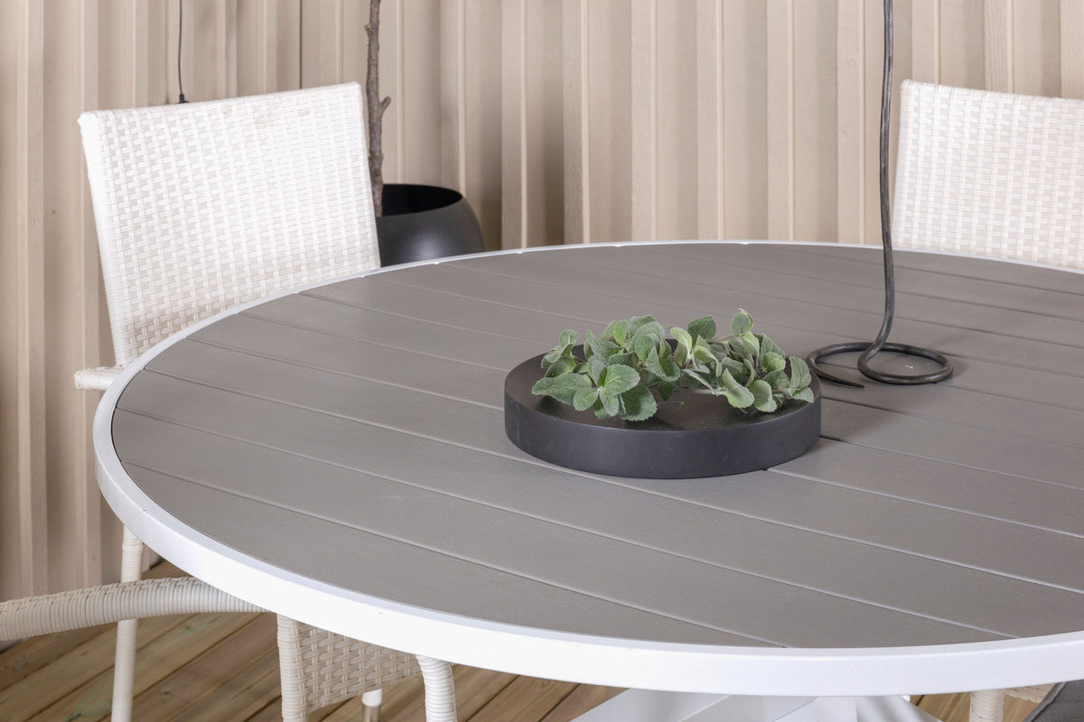 Parma Outdoor-Tischset + Anna ⌀140cm/4St. in Grau weiss präsentiert im Onlineshop von KAQTU Design AG. Gartentischset ist von Venture Home