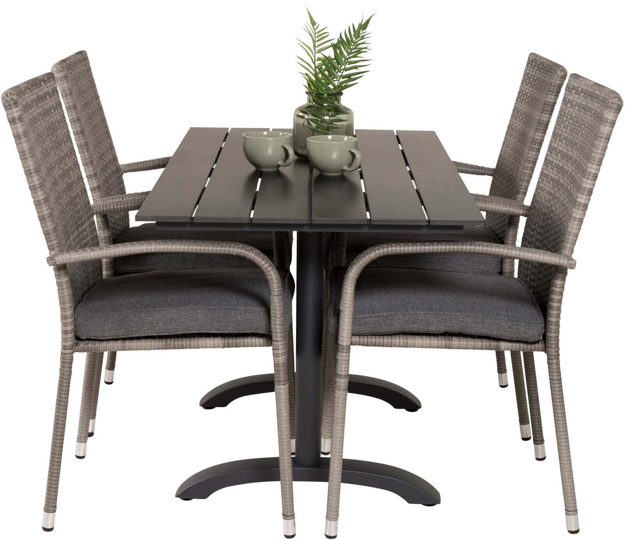 Denver Outdoor-Tischset + Anna 120cm/4St. in Grau präsentiert im Onlineshop von KAQTU Design AG. Gartentischset ist von Venture Home