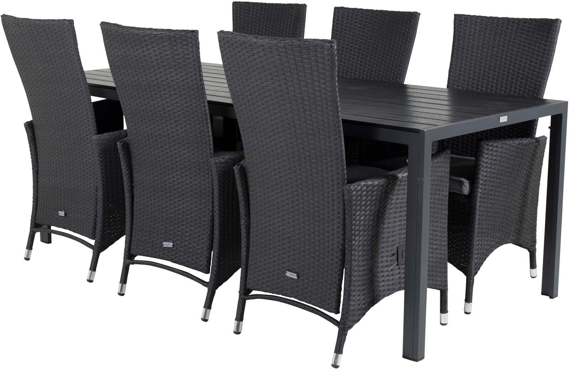 Break Outdoor-Tischset + Padova 205cm/6St. in Schwarzgrau präsentiert im Onlineshop von KAQTU Design AG. Gartentischset ist von Venture Home