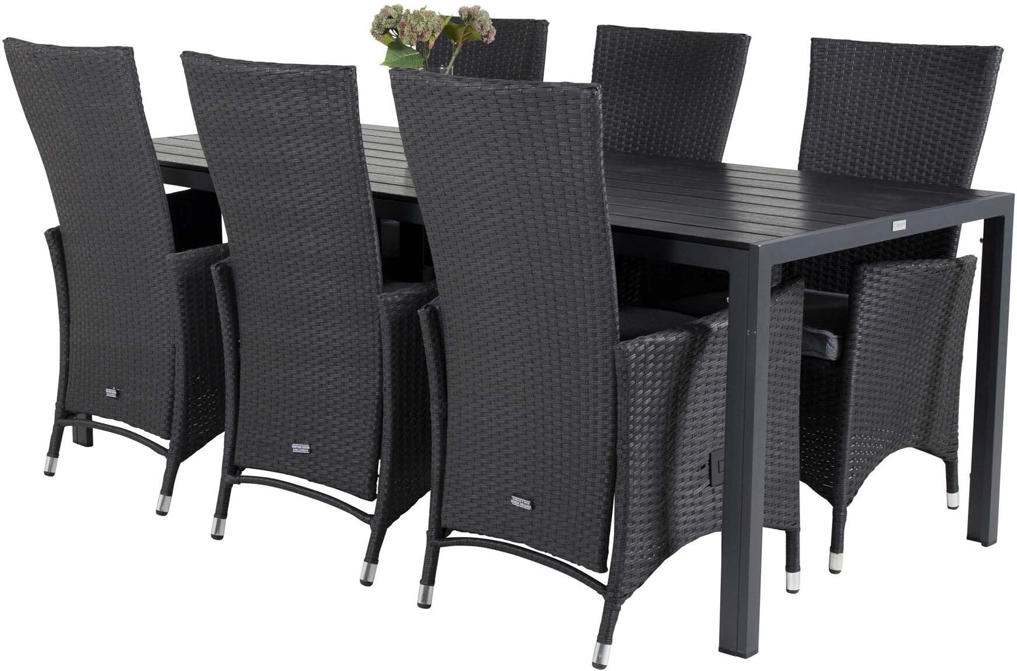 Break Outdoor-Tischset + Padova 205cm/6St. in Schwarzgrau präsentiert im Onlineshop von KAQTU Design AG. Gartentischset ist von Venture Home