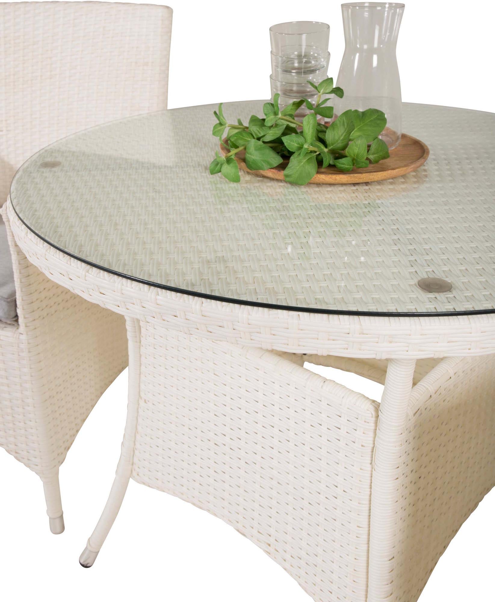 Volta Outdoor-Tischset + Malin ⌀90cm/2St. in Grau weiss präsentiert im Onlineshop von KAQTU Design AG. Gartentischset ist von Venture Home