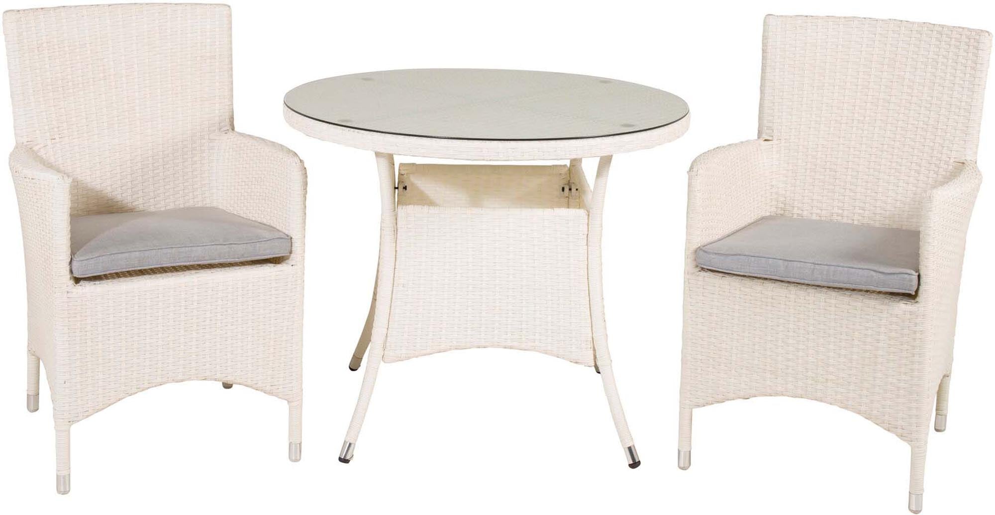 Volta Outdoor-Tischset + Malin ⌀90cm/2St. in Grau weiss präsentiert im Onlineshop von KAQTU Design AG. Gartentischset ist von Venture Home