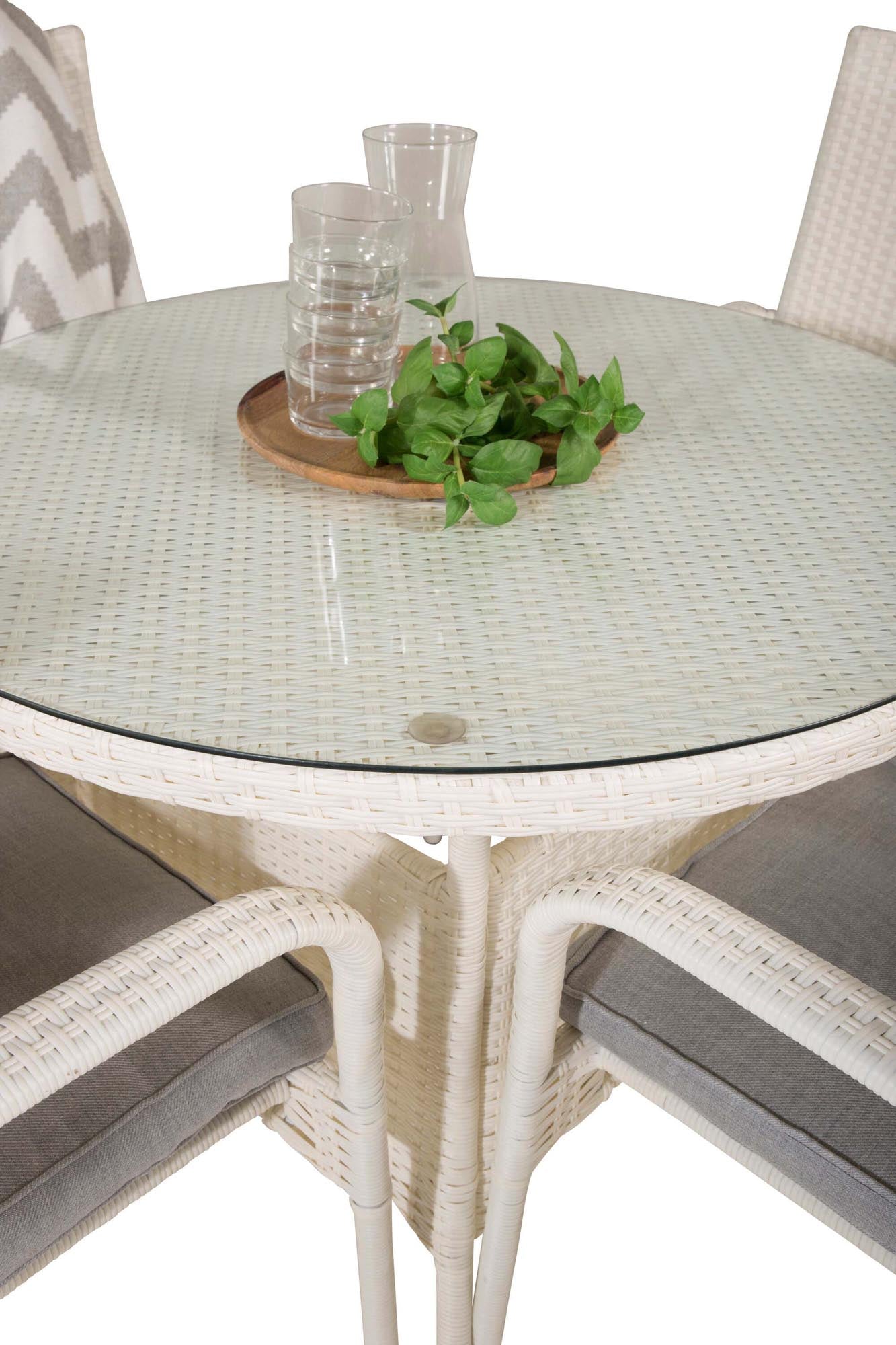 Volta Outdoor-Tischset + Anna ⌀90cm/4St. in Grau weiss präsentiert im Onlineshop von KAQTU Design AG. Gartentischset ist von Venture Home