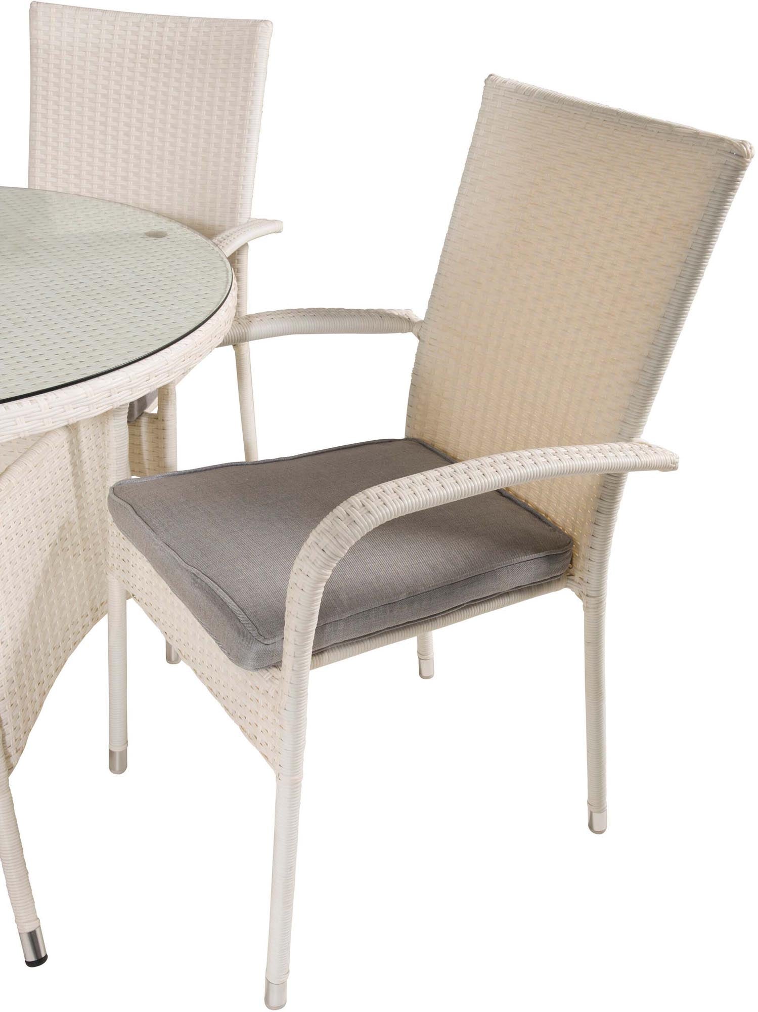 Volta Outdoor-Tischset + Anna ⌀90cm/4St. in Grau weiss präsentiert im Onlineshop von KAQTU Design AG. Gartentischset ist von Venture Home