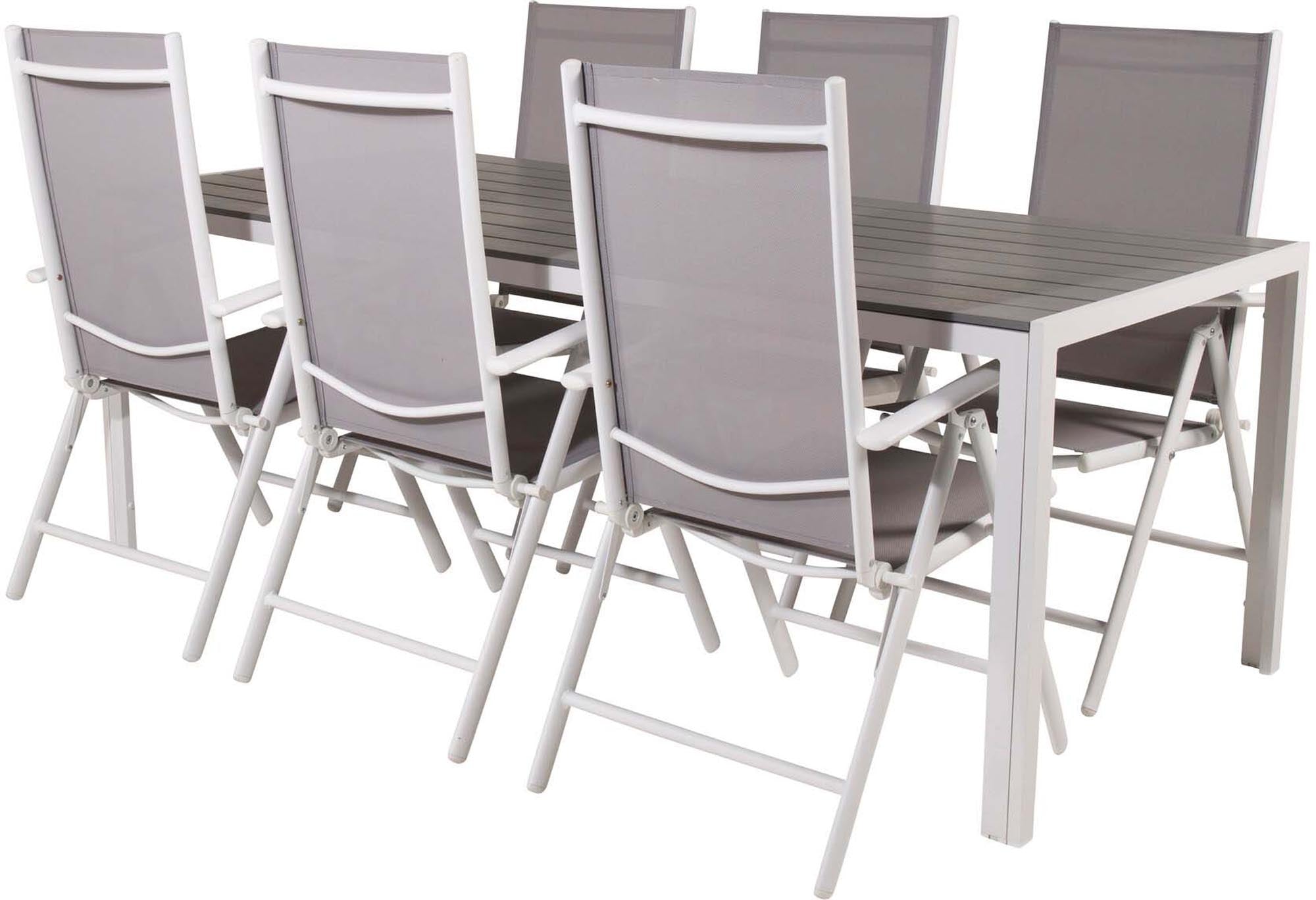 Break Outdoor-Tischset 205cm/6St. in Grau weiss präsentiert im Onlineshop von KAQTU Design AG. Gartentischset ist von Venture Home