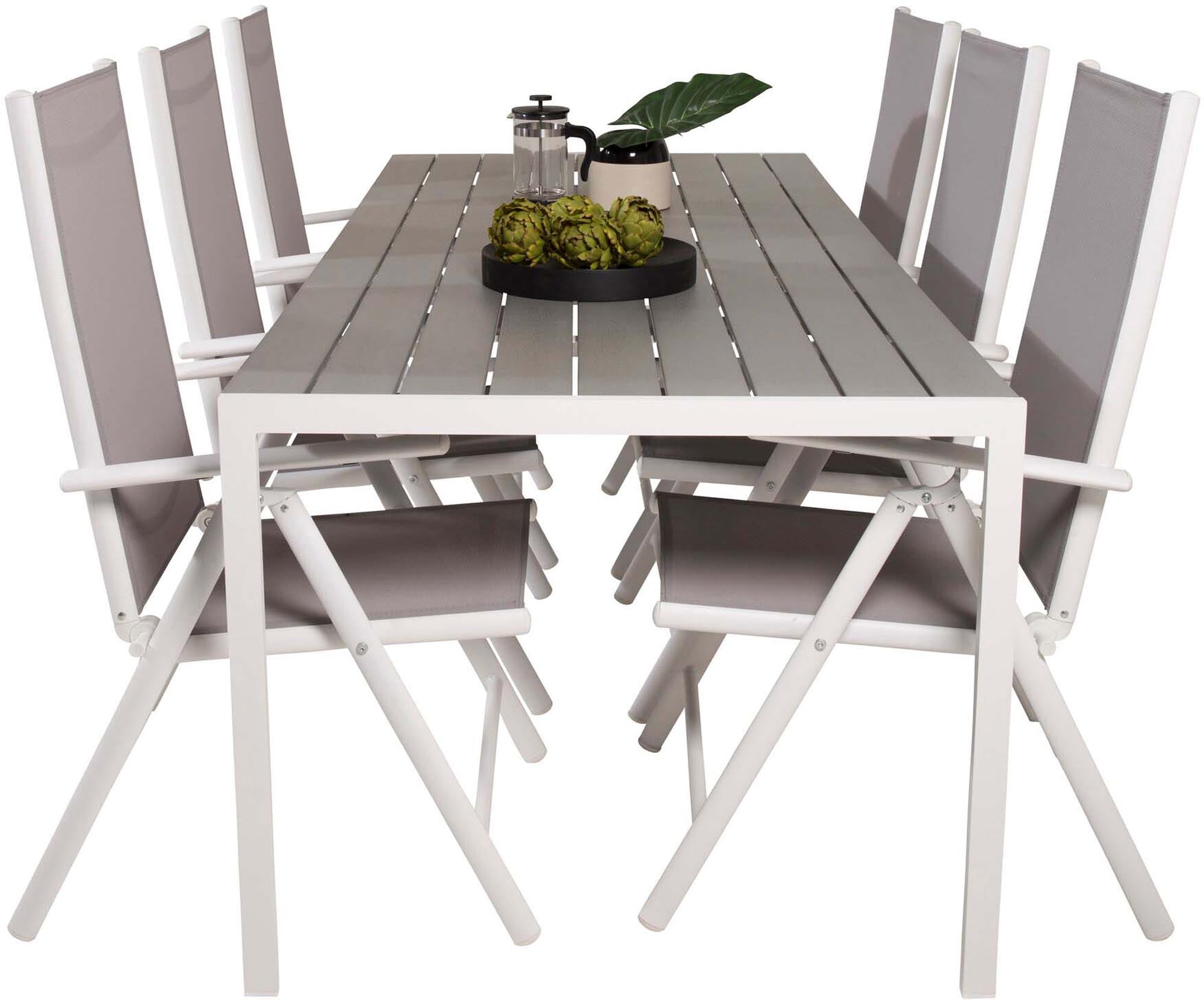 Break Outdoor-Tischset 205cm/6St. in Grau weiss präsentiert im Onlineshop von KAQTU Design AG. Gartentischset ist von Venture Home
