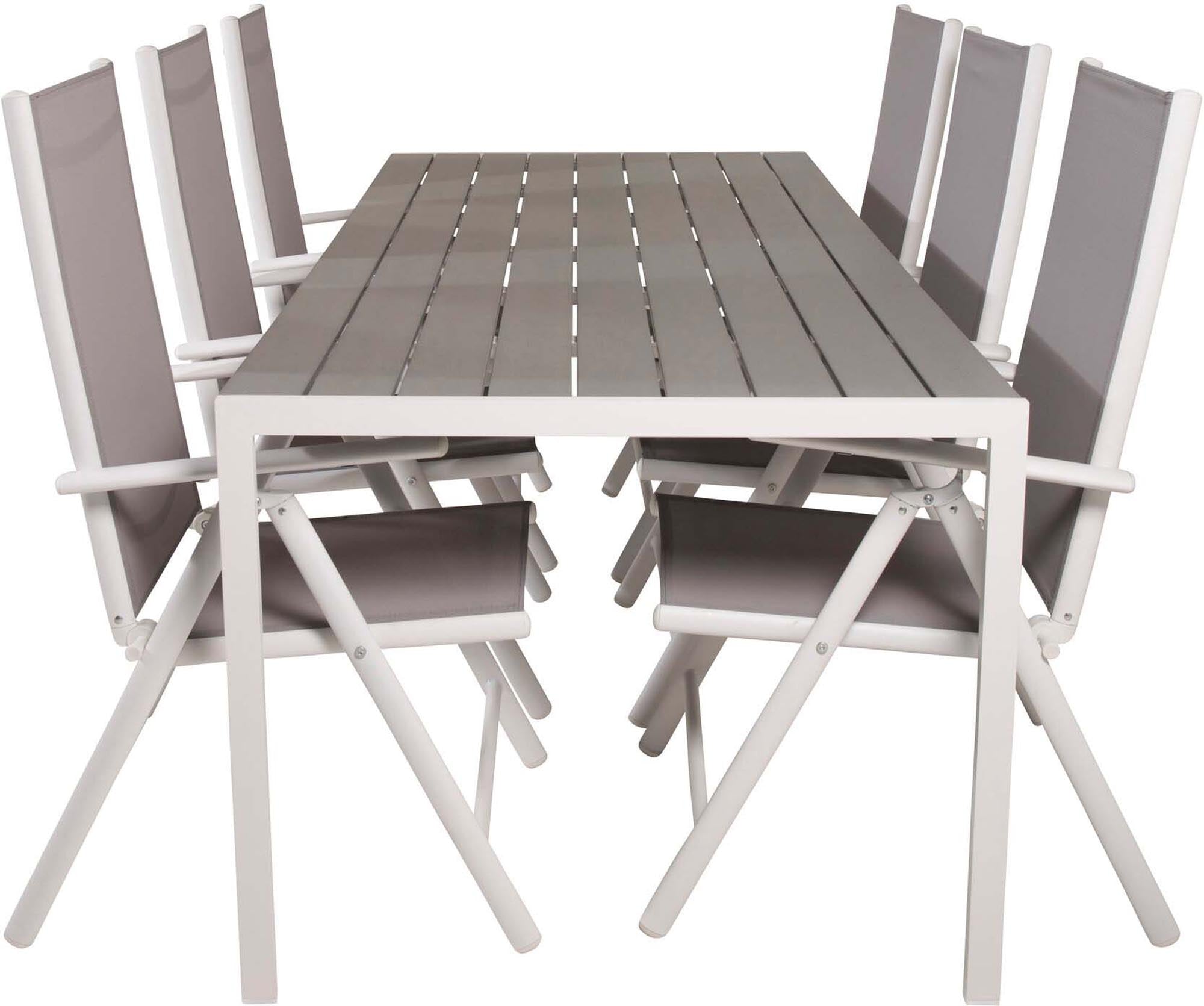 Break Outdoor-Tischset 205cm/6St. in Grau weiss präsentiert im Onlineshop von KAQTU Design AG. Gartentischset ist von Venture Home