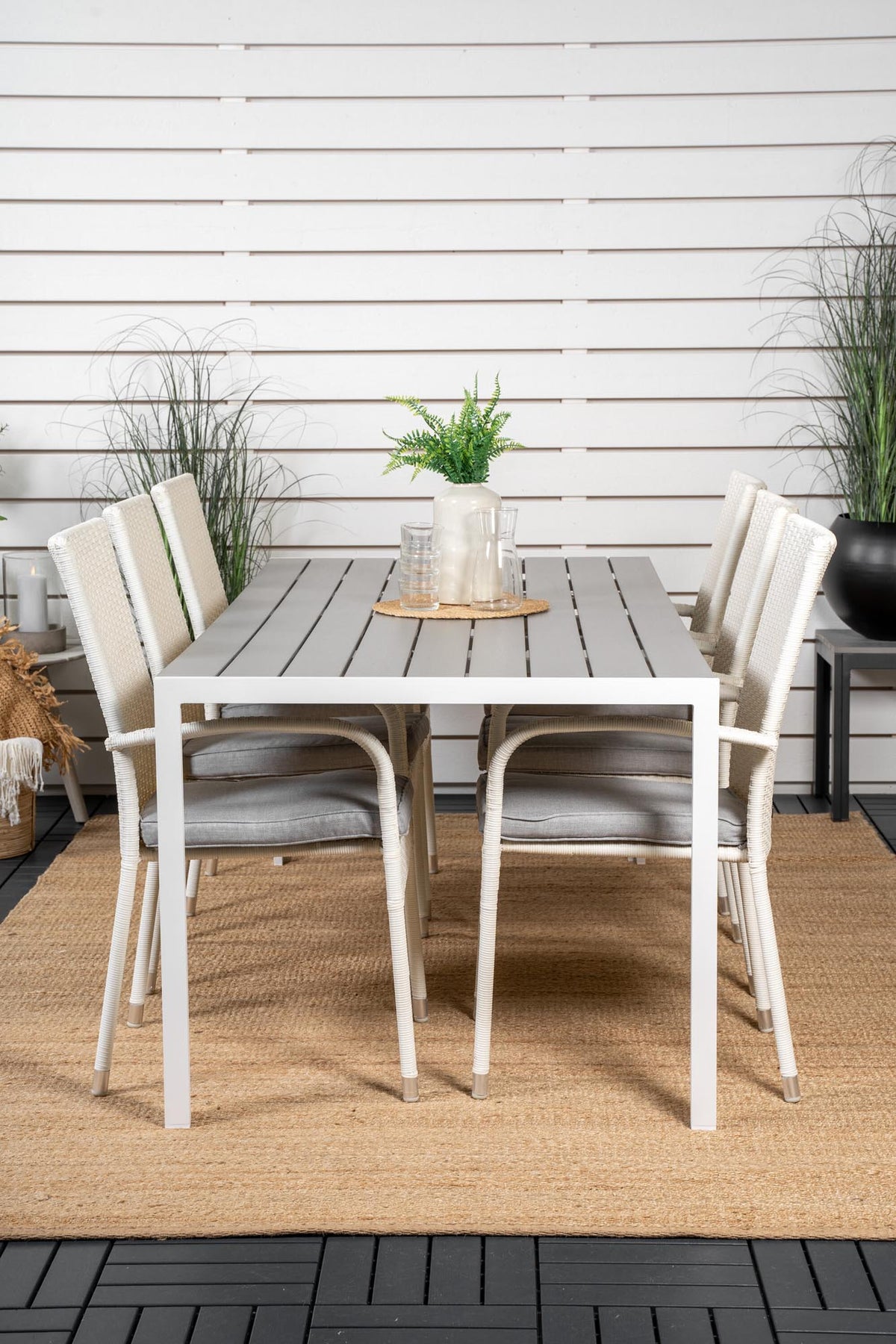 Break Outdoor-Tischset + Anna 205cm/6St. in Grau weiss präsentiert im Onlineshop von KAQTU Design AG. Gartentischset ist von Venture Home