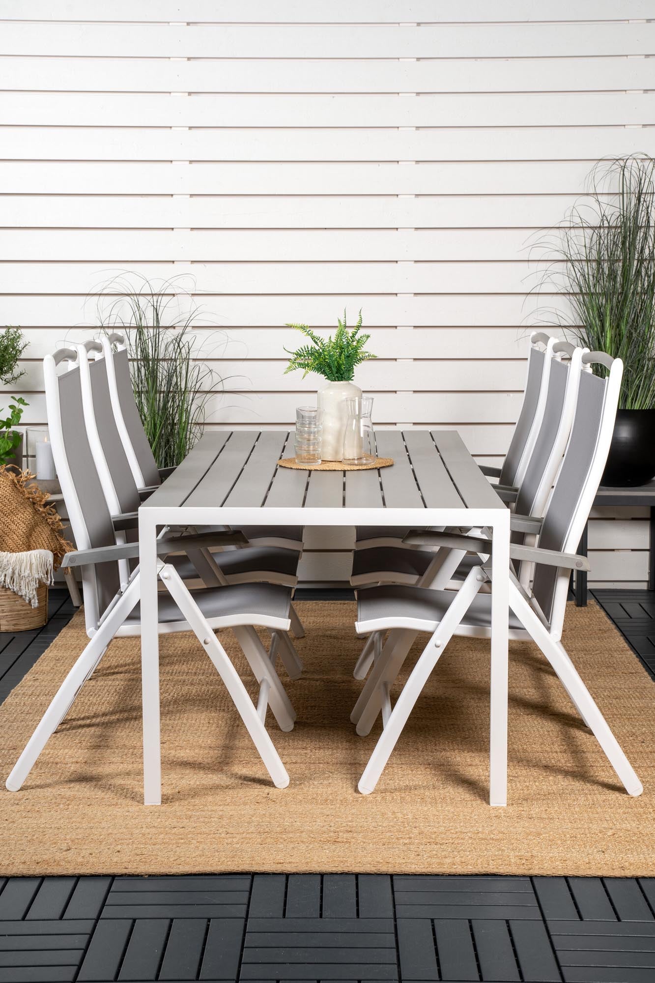 Break Outdoor-Tischset + Albany 205cm/6St. in Grau weiss präsentiert im Onlineshop von KAQTU Design AG. Gartentischset ist von Venture Home