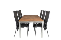 Copacabana & Zenia Relaxsessel 2er-Set Schwarz + Rechteckiger Esstisch 200 x 100 Natur