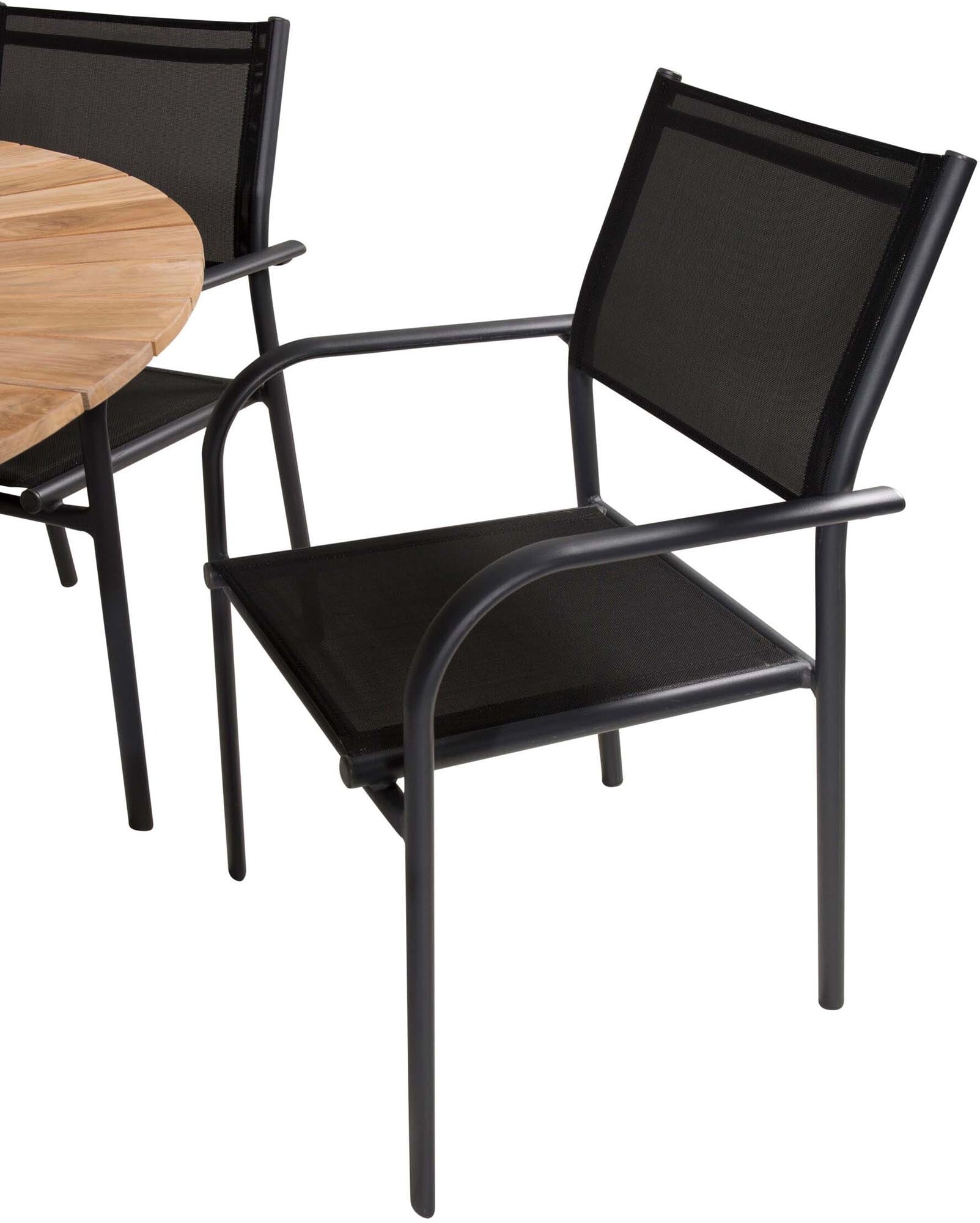 Mexiko Outdoor-Tischset + Santorini ⌀140cm/6St. in Schwarz präsentiert im Onlineshop von KAQTU Design AG. Gartentischset ist von Venture Home