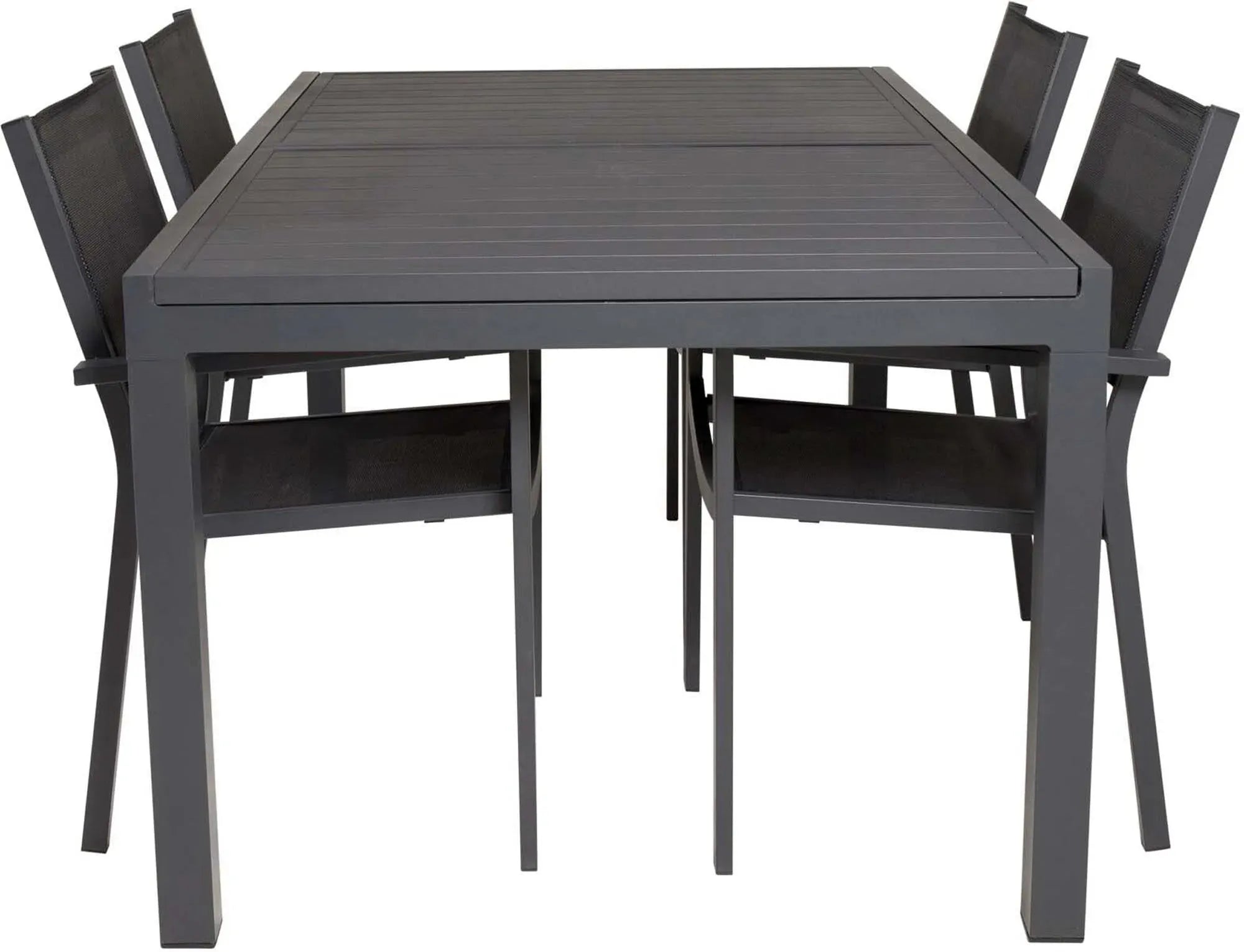 Stilvolles Marbella Outdoor-Tischset: Ausziehbarer Tisch für 8 Personen, Copacabana Stühle mit Textilene-Bezug, ideal für Gartenfeste.