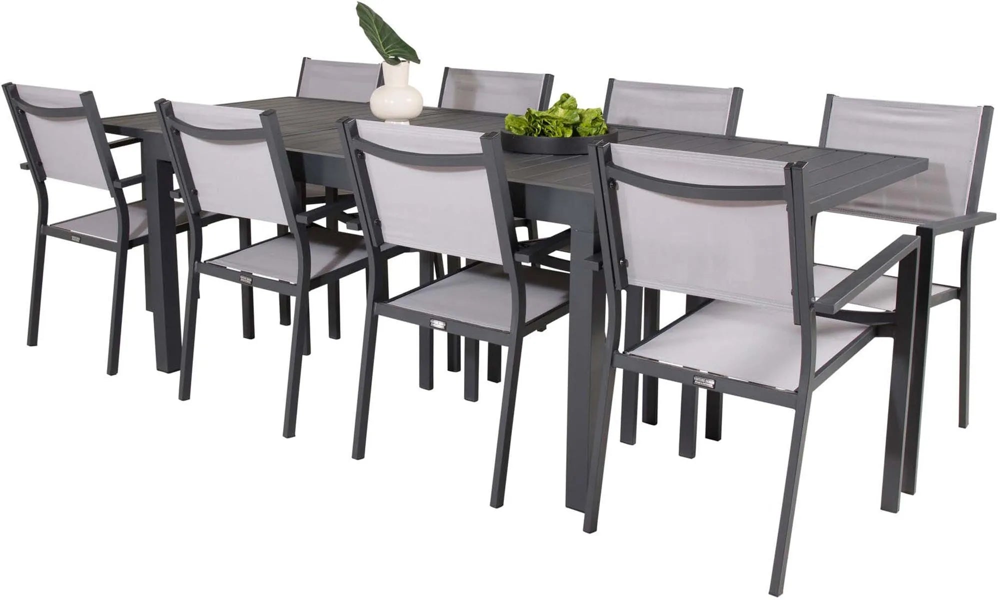 Elegantes Marbella Set: Ausziehbarer Tisch & 8 Stühle für draußen.